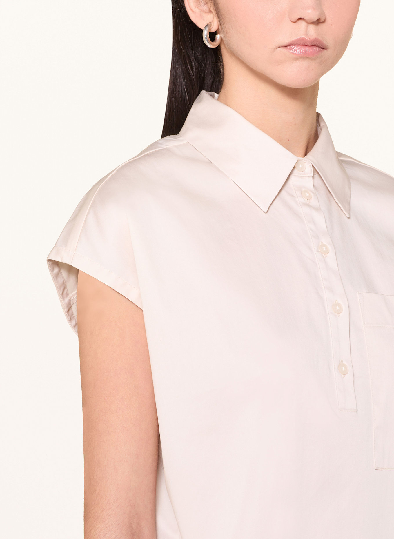 OPUS Blusentop SILKISI im Materialmix: ECRU