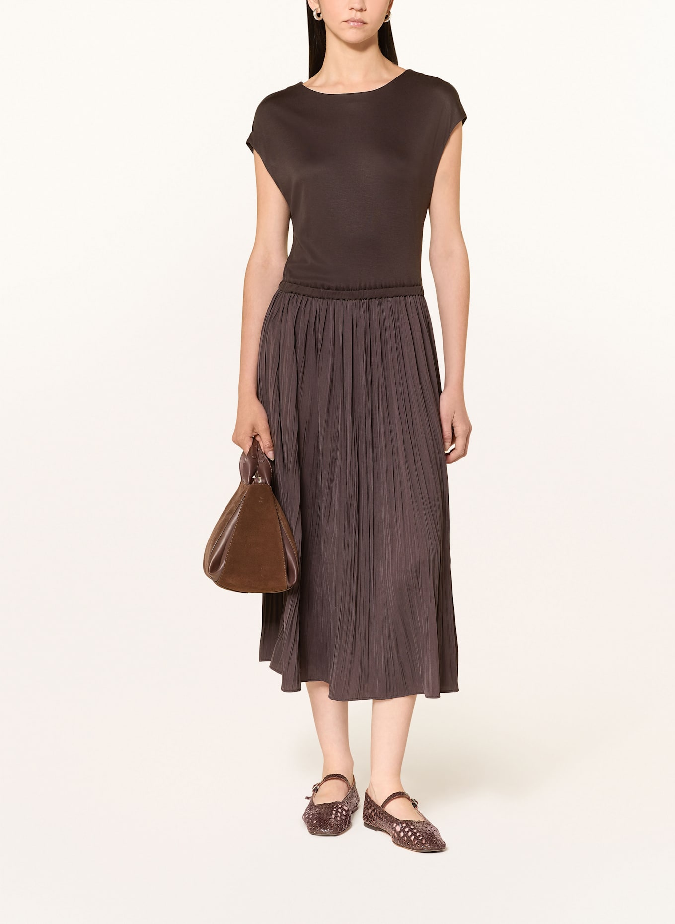 OPUS Kleid WABELLA im Materialmix: DUNKELBRAUN