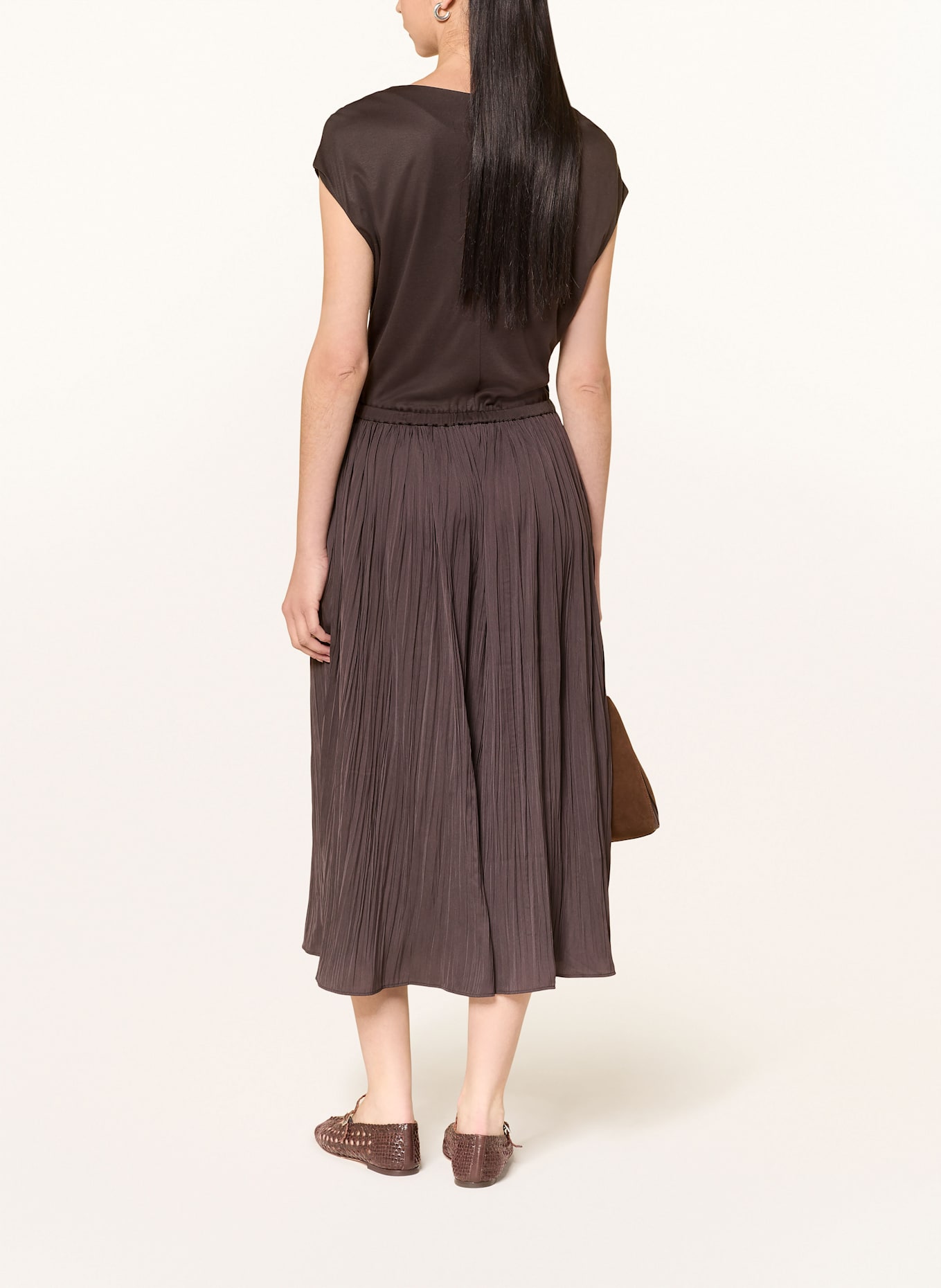 OPUS Kleid WABELLA im Materialmix: DUNKELBRAUN