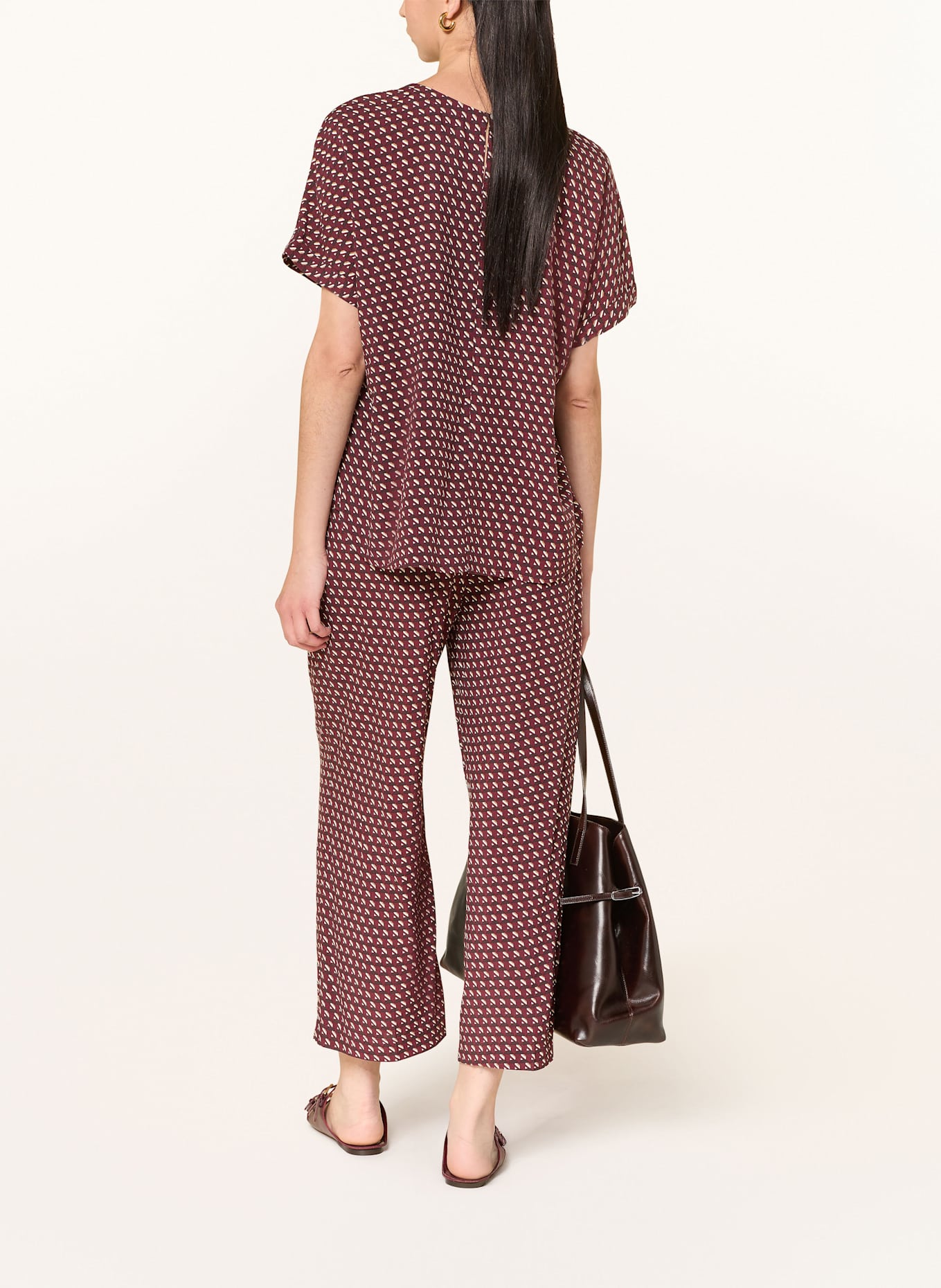 OPUS Blusenshirt FEMKA LONDON: DUNKELROT / WEISS / DUNKELBRAUN