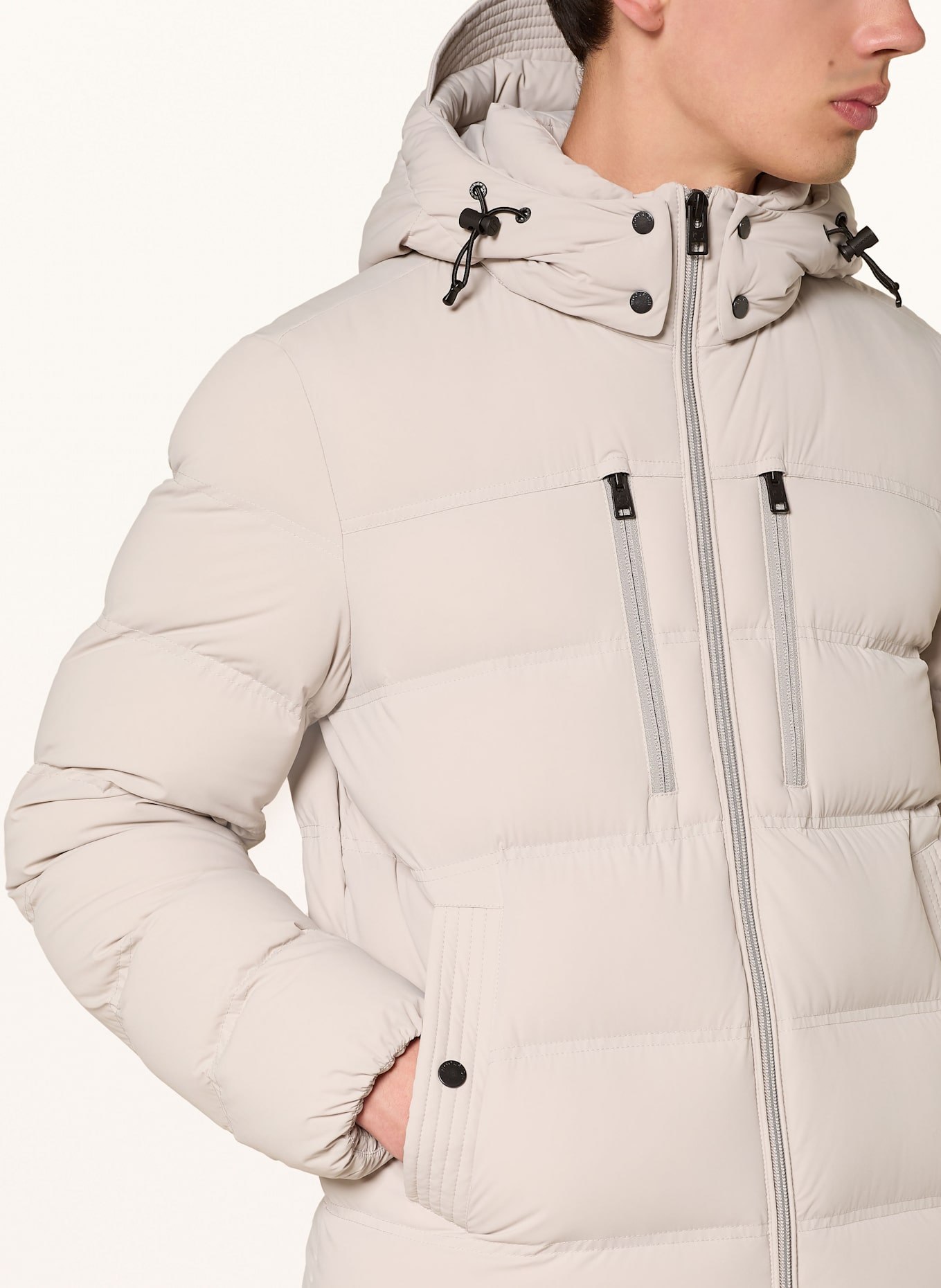 WOOLRICH Daunenjacke mit abnehmbarer Kapuze: CREME