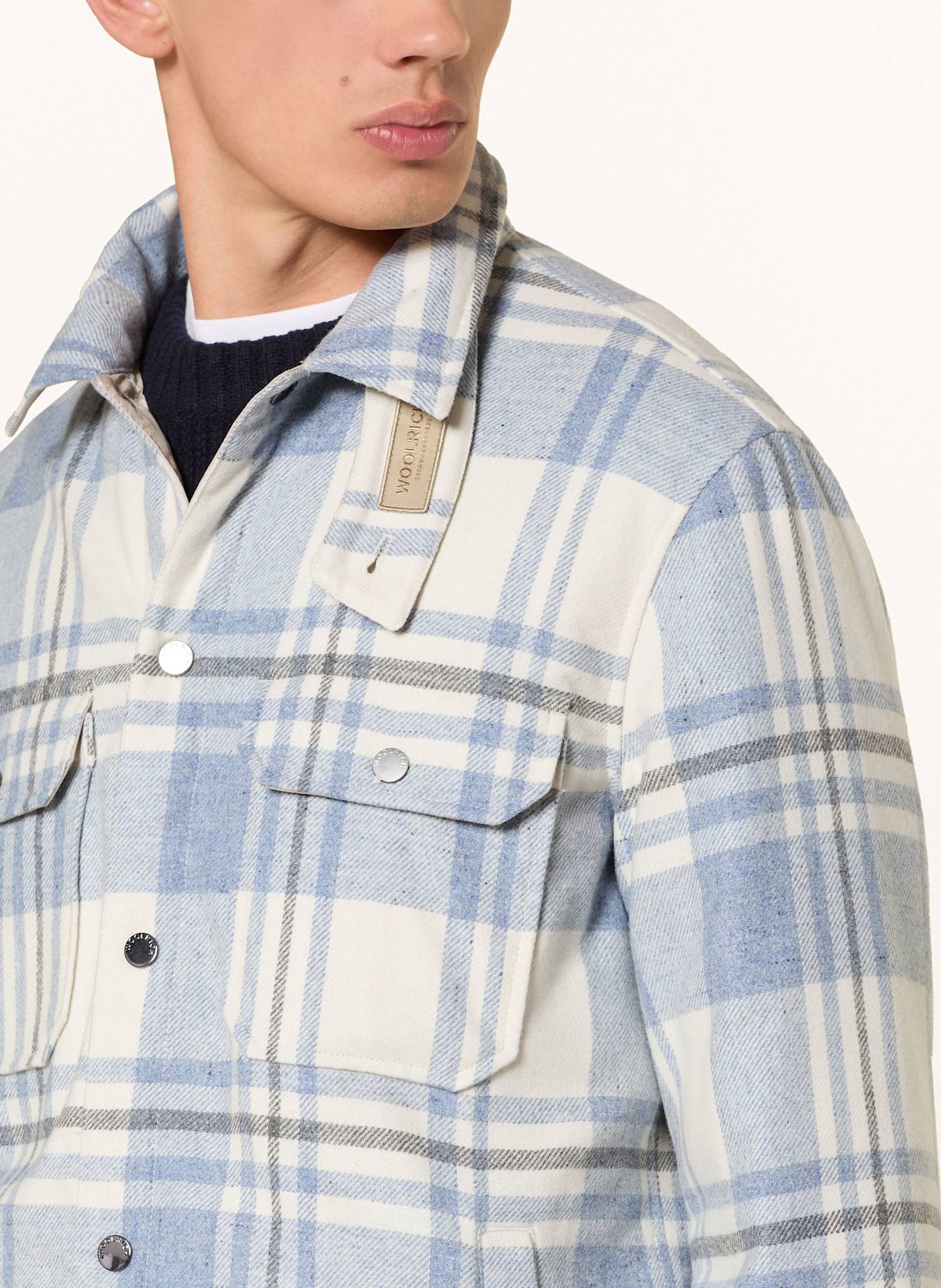WOOLRICH Overjacket ALASKAN: CREME/ HELLBLAU/ GRAU