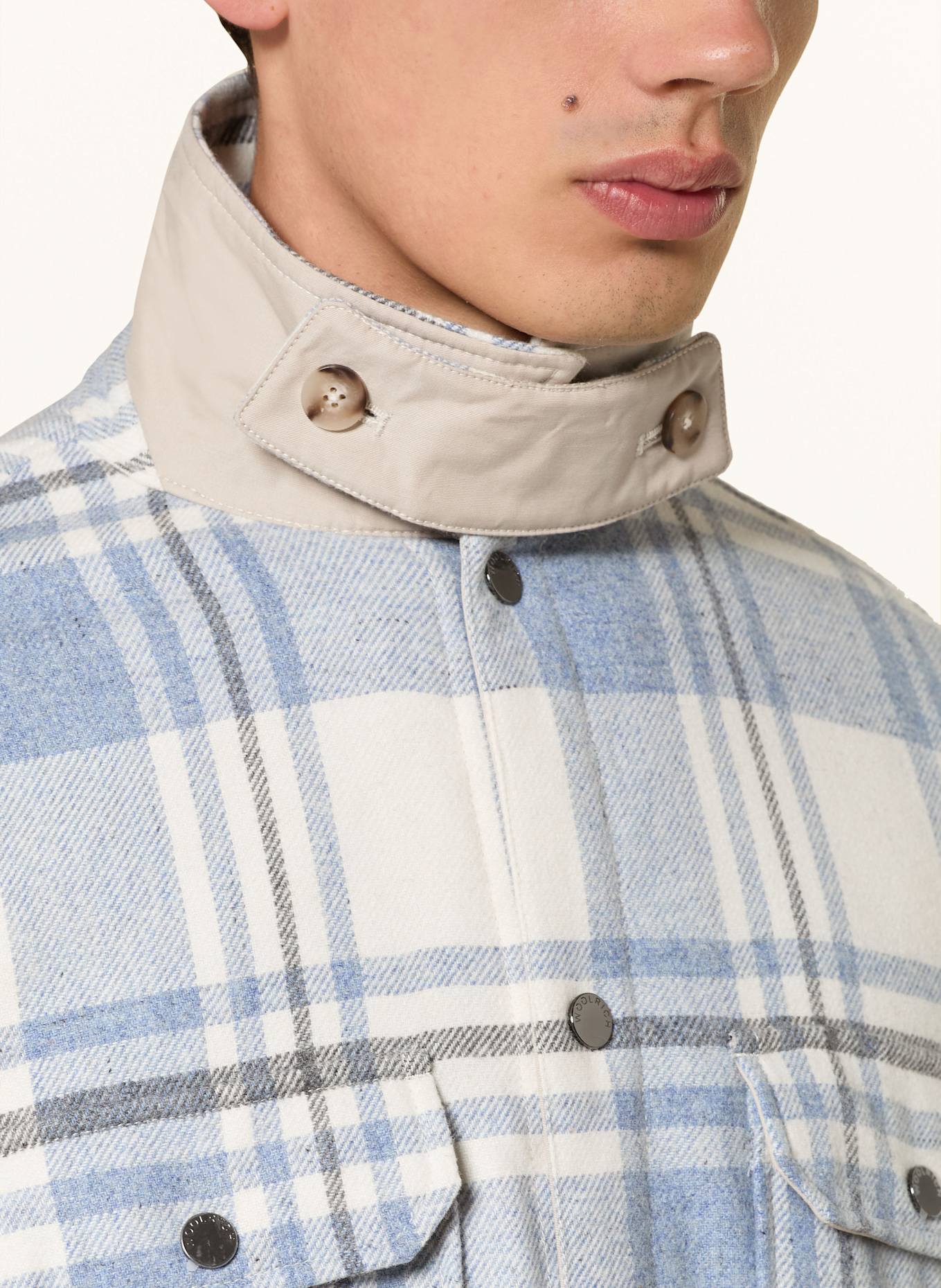 WOOLRICH Overjacket ALASKAN: CREME/ HELLBLAU/ GRAU