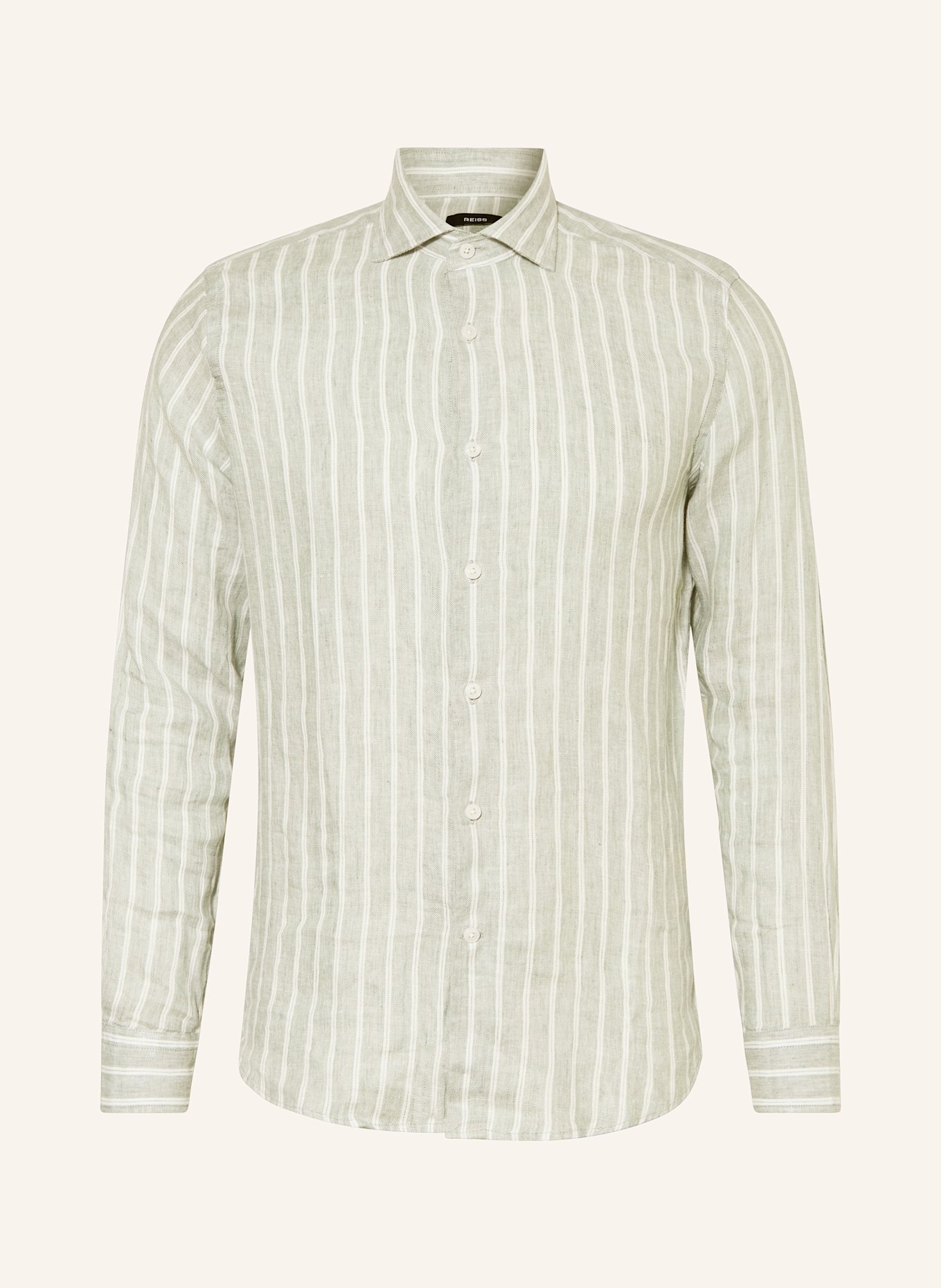 REISS Leinenhemd RUBAN Regular Fit: DUNKELGRÜN / WEISS