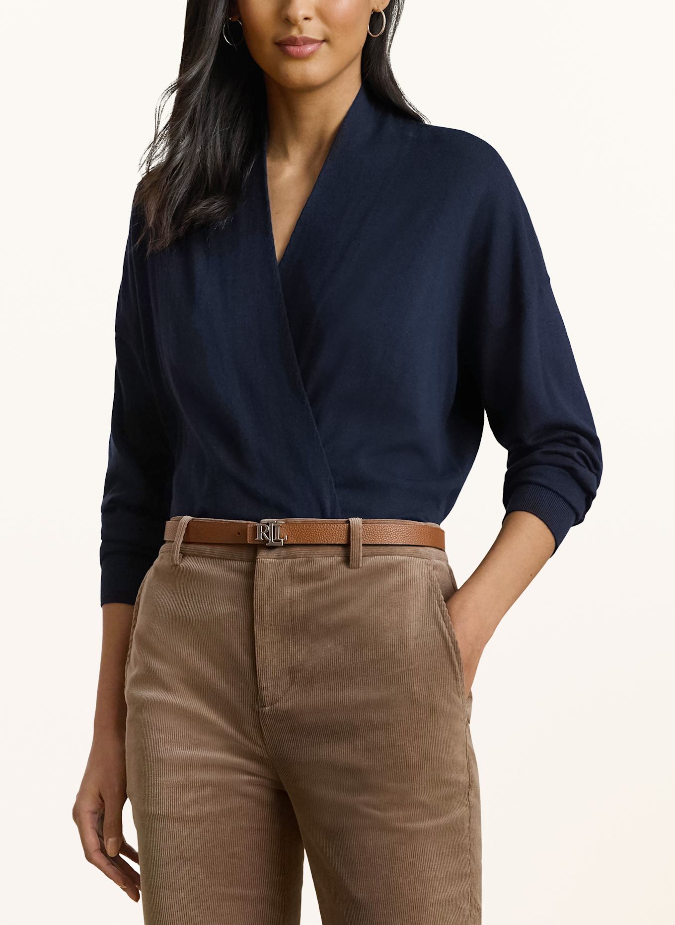 LAUREN RALPH LAUREN Sweater in wrap look: DARK BLUE