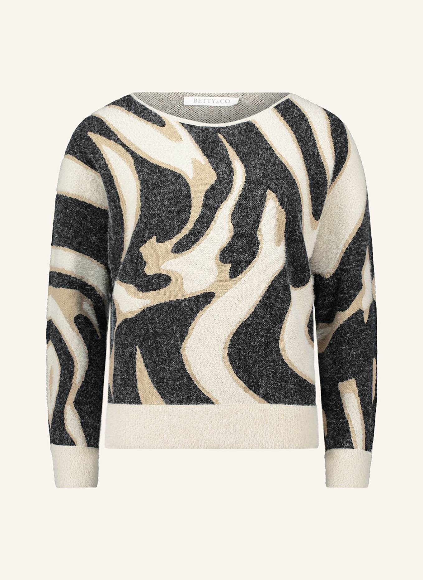 BETTY&CO Sweter: KREMOWY / CZARNY