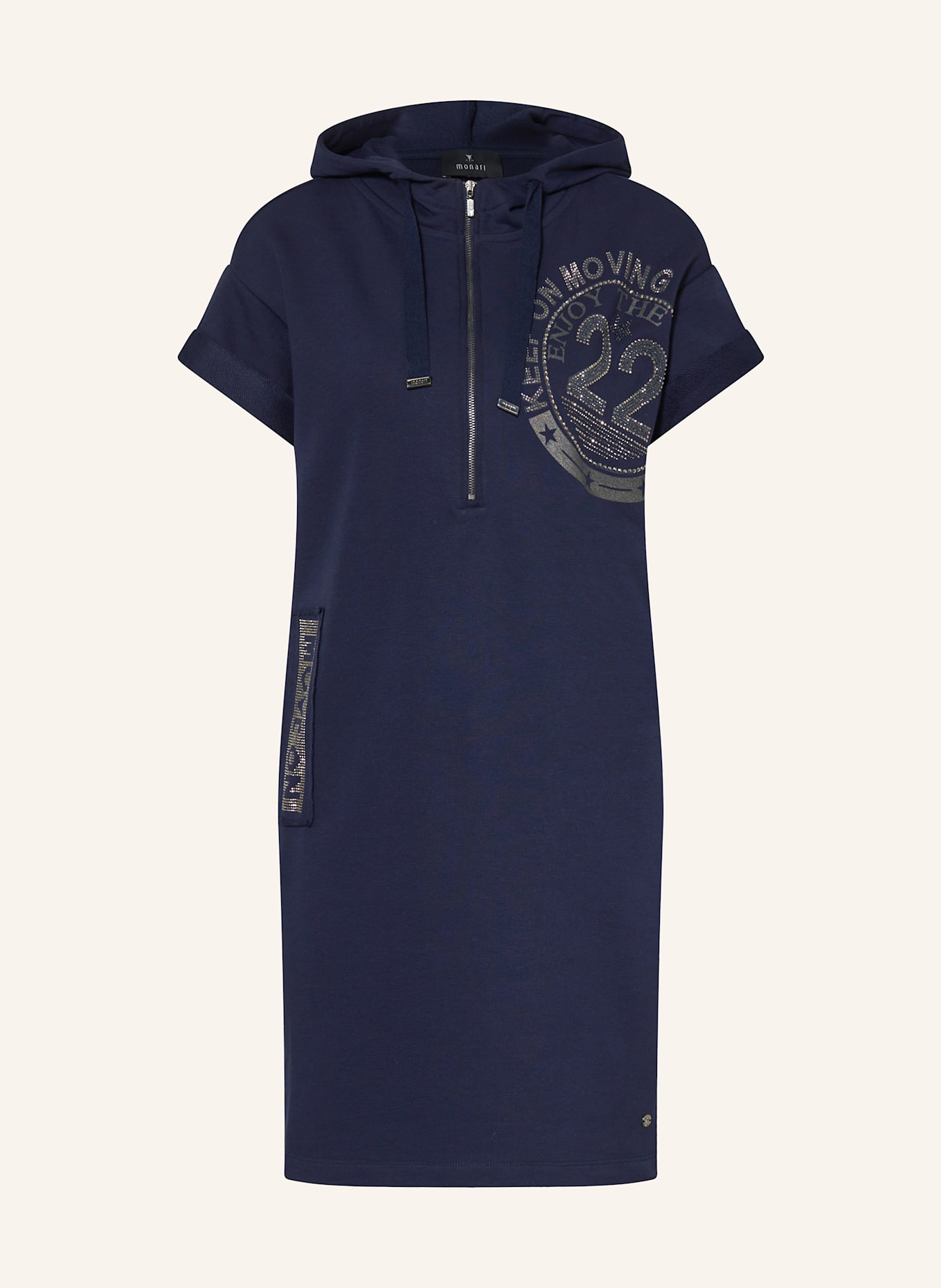 monari Sweatkleid mit Schmucksteinen: DUNKELBLAU