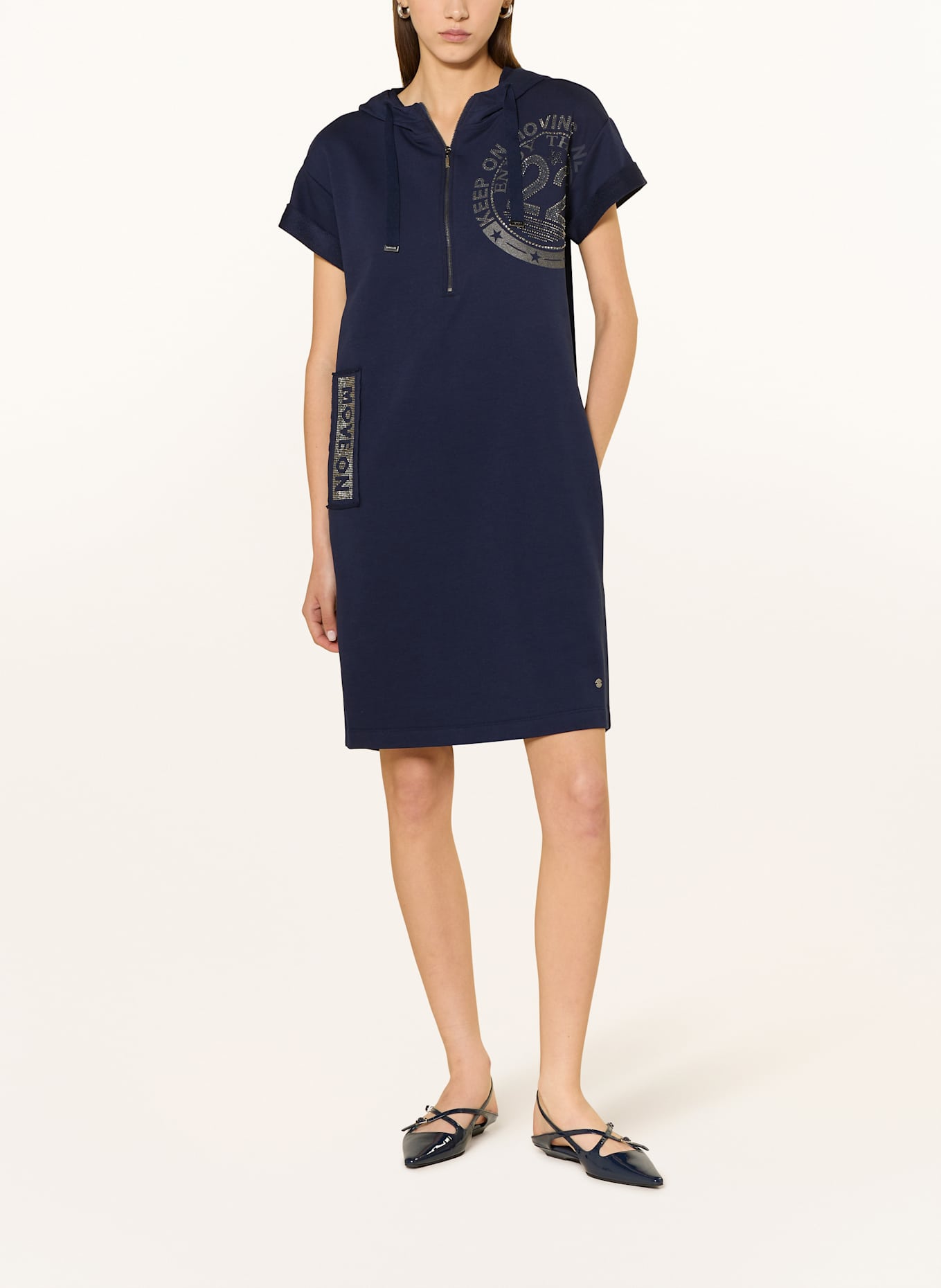monari Sweatkleid mit Schmucksteinen: DUNKELBLAU