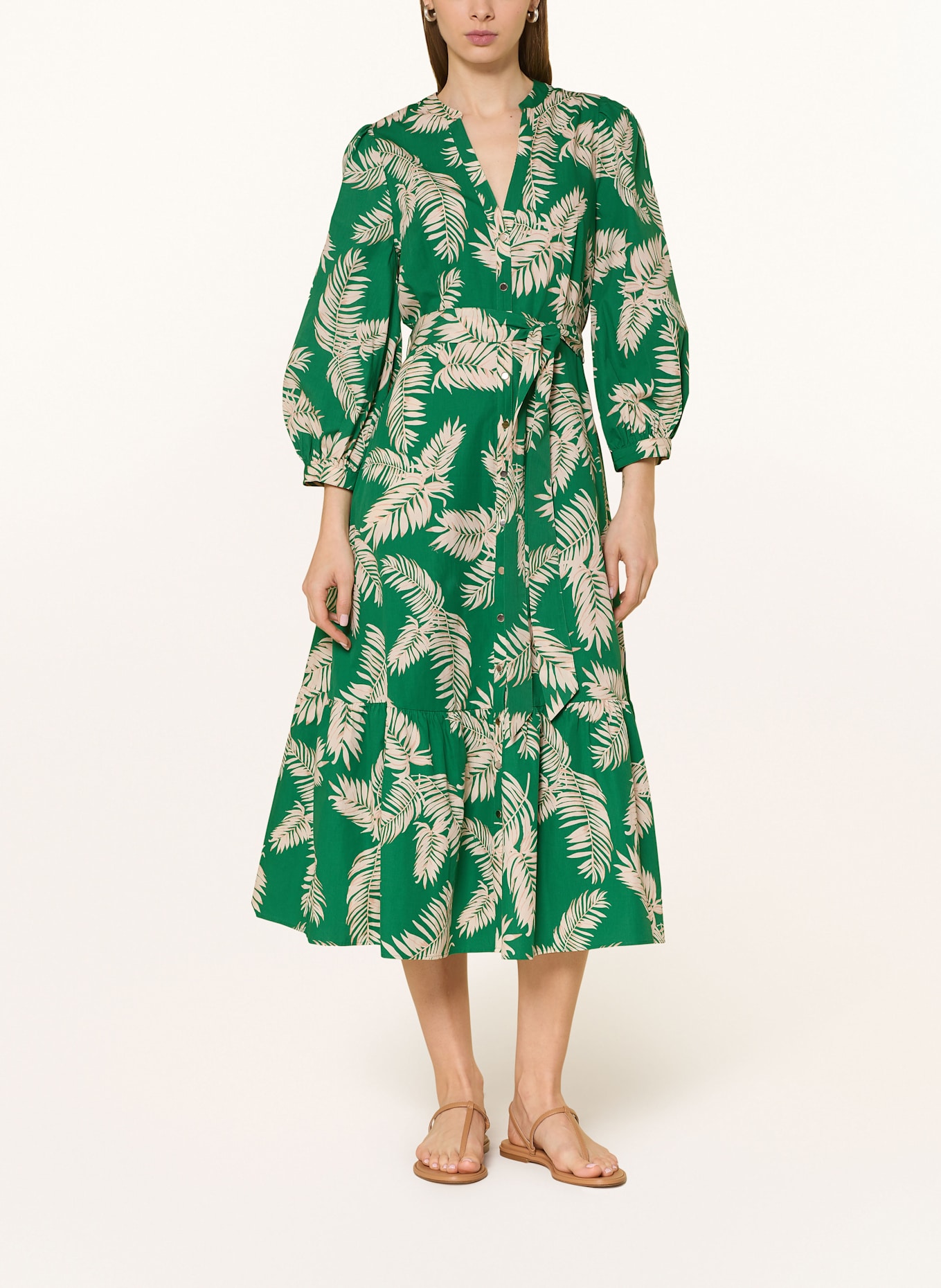 Phase Eight Kleid LOUISA mit 3/4-Arm: GRÜN / ECRU / LACHS