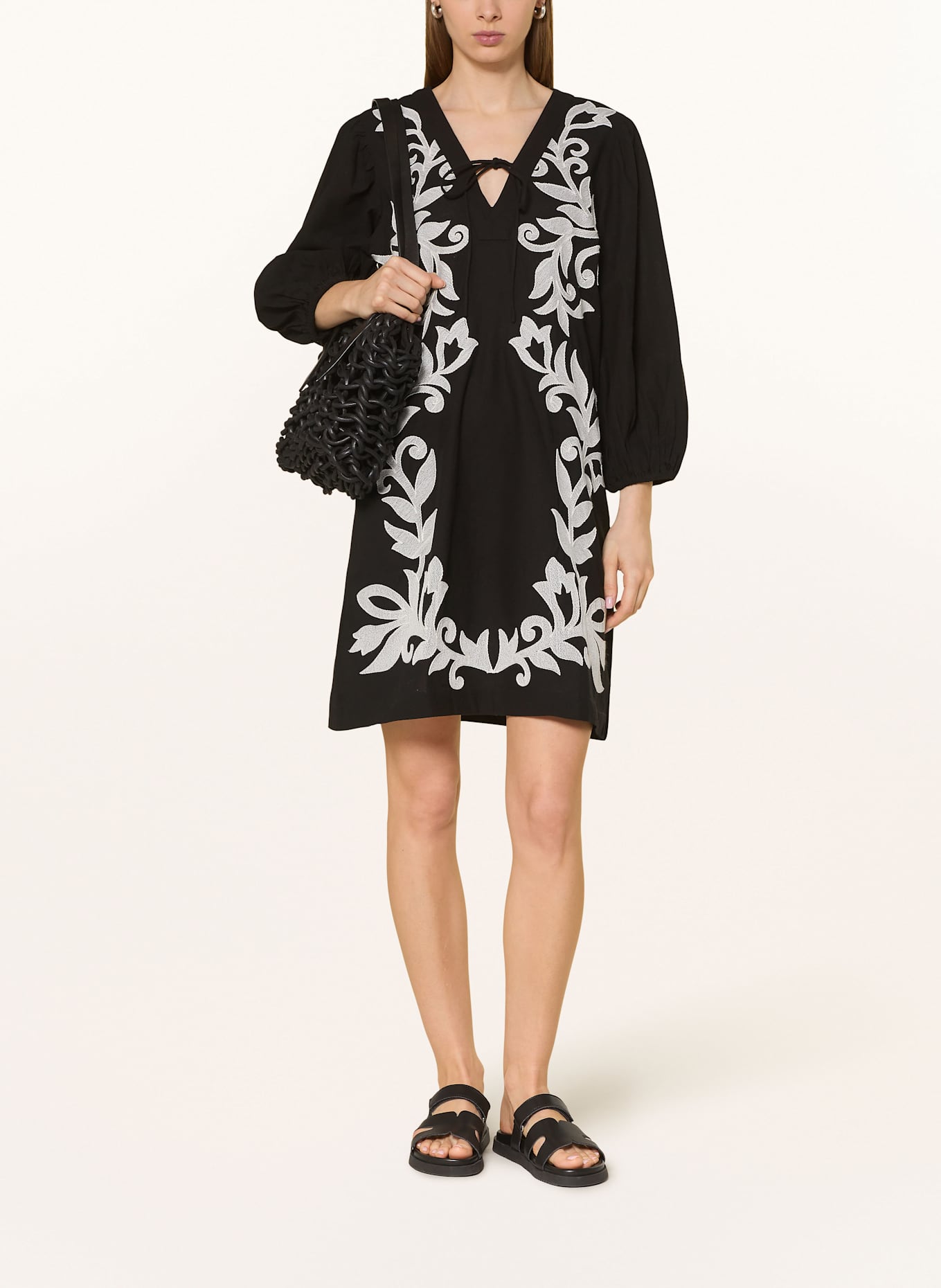 Phase Eight Robe BETTIE à manches 3/4: NOIR / ÉCRU