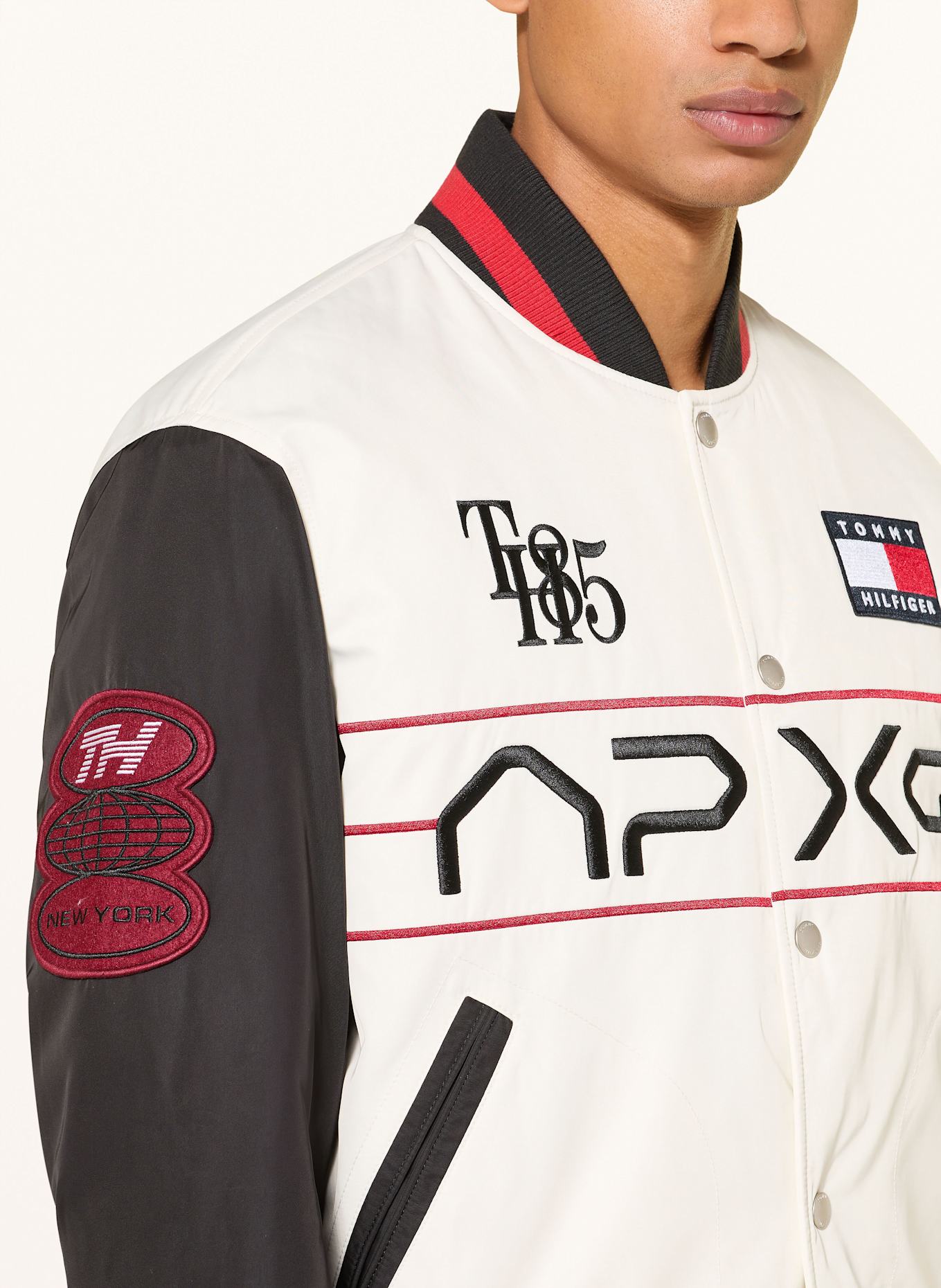 TOMMY HILFIGER Kurtka w stylu college: BIAŁY / CZARNY / CIEMNOCZERWONY