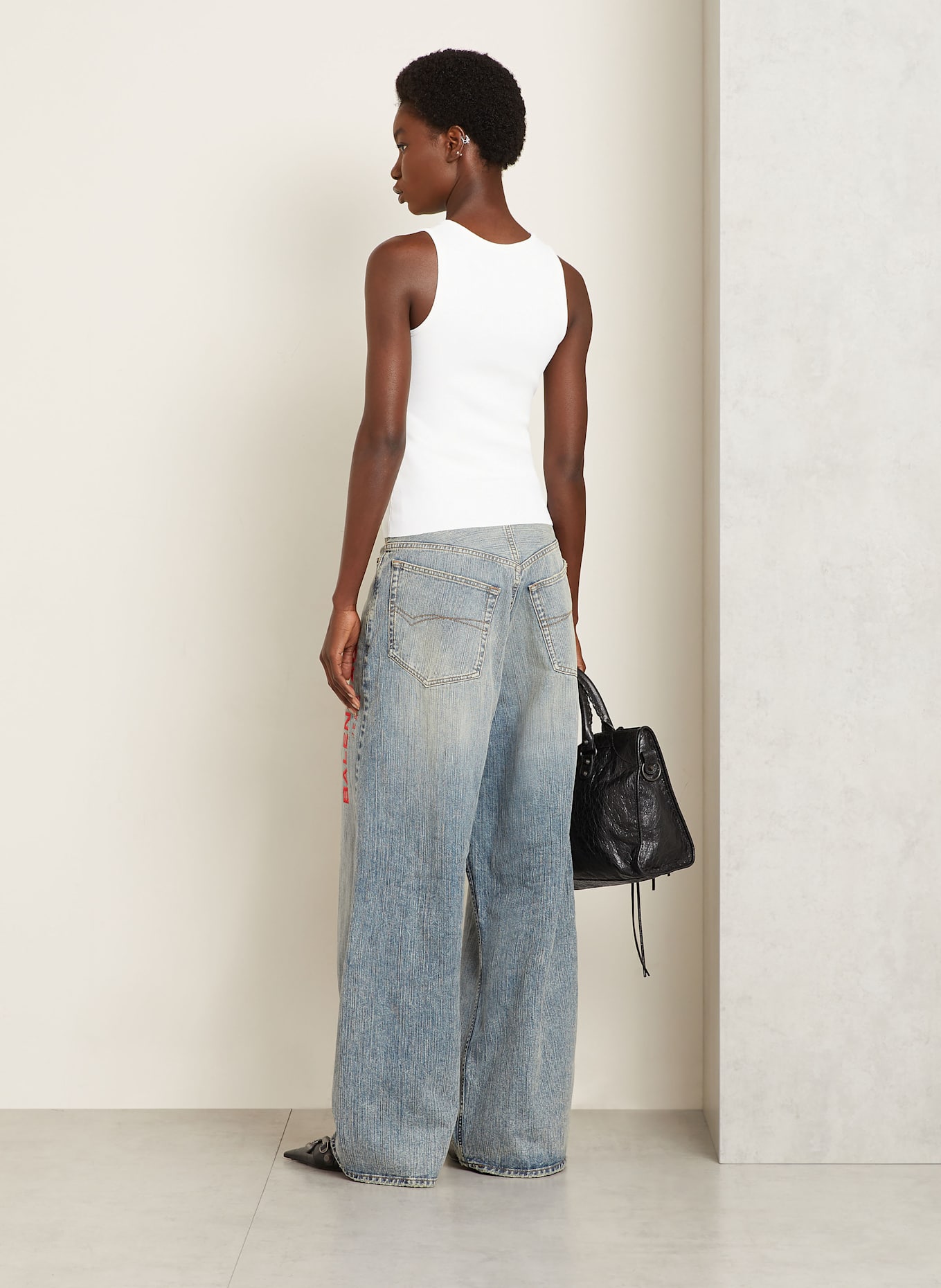 BALENCIAGA Top z dzianiny: BIAŁY/ CZARNY