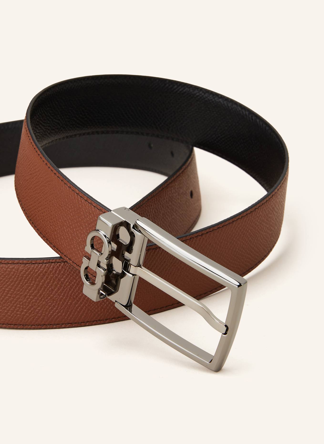 FERRAGAMO Ledergürtel: BRAUN / SCHWARZ