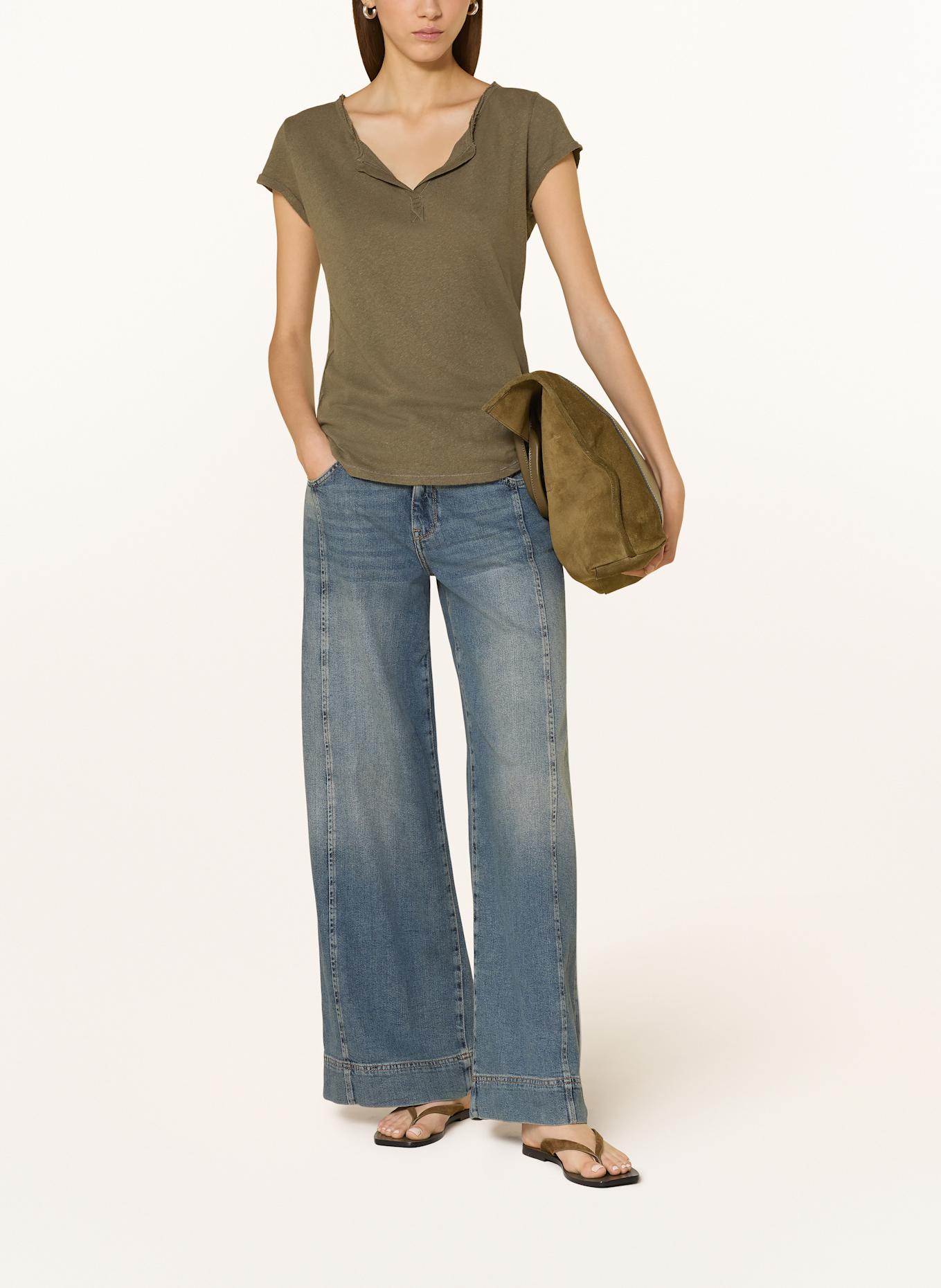 MOS MOSH T-Shirt TROY mit Leinen: KHAKI