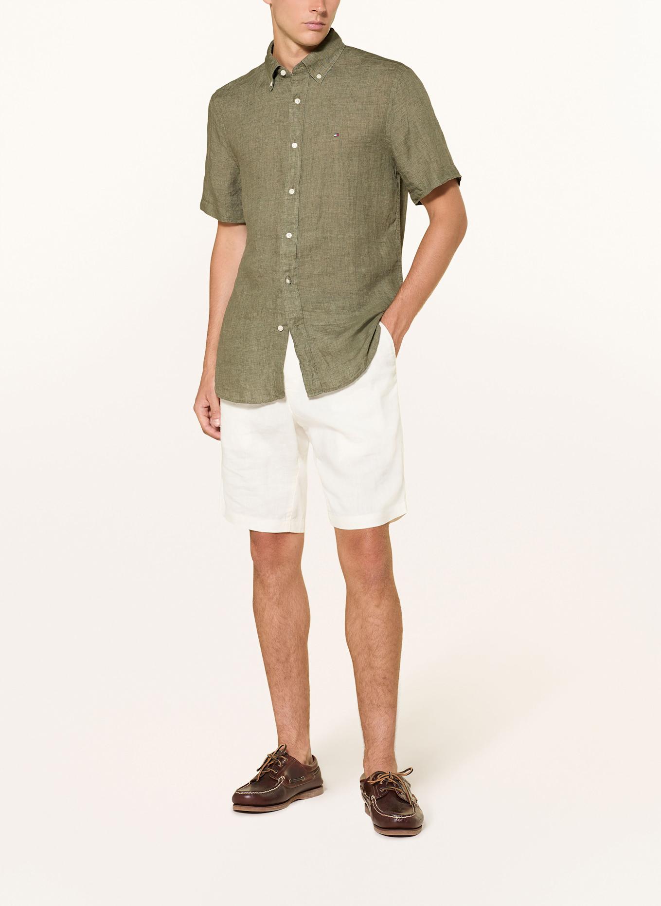 TOMMY HILFIGER Kurzarm-Hemd Regular Fit aus Leinen: KHAKI