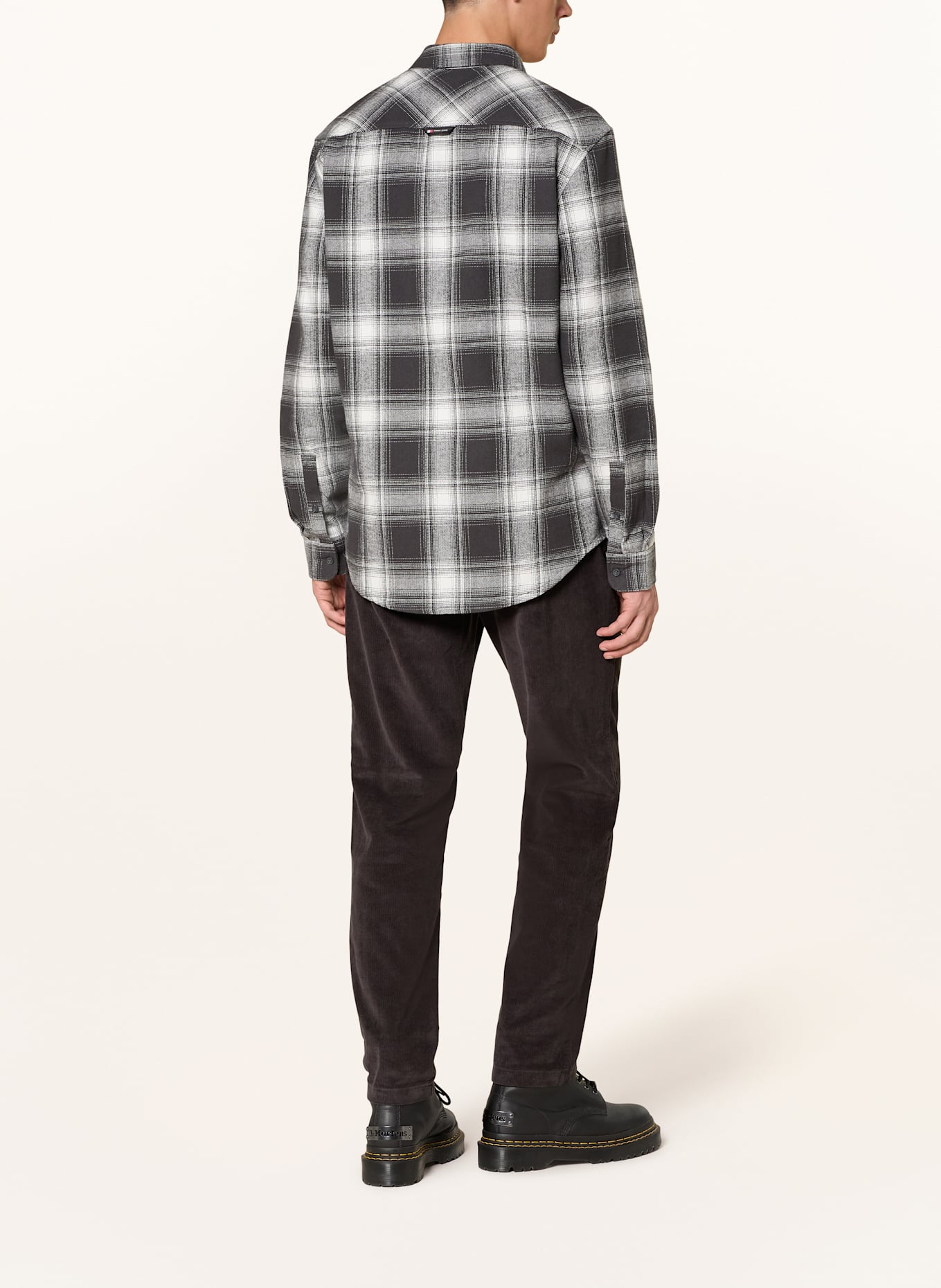 TOMMY JEANS Flannel shirt regular fit: WHITE / DARK GRAY