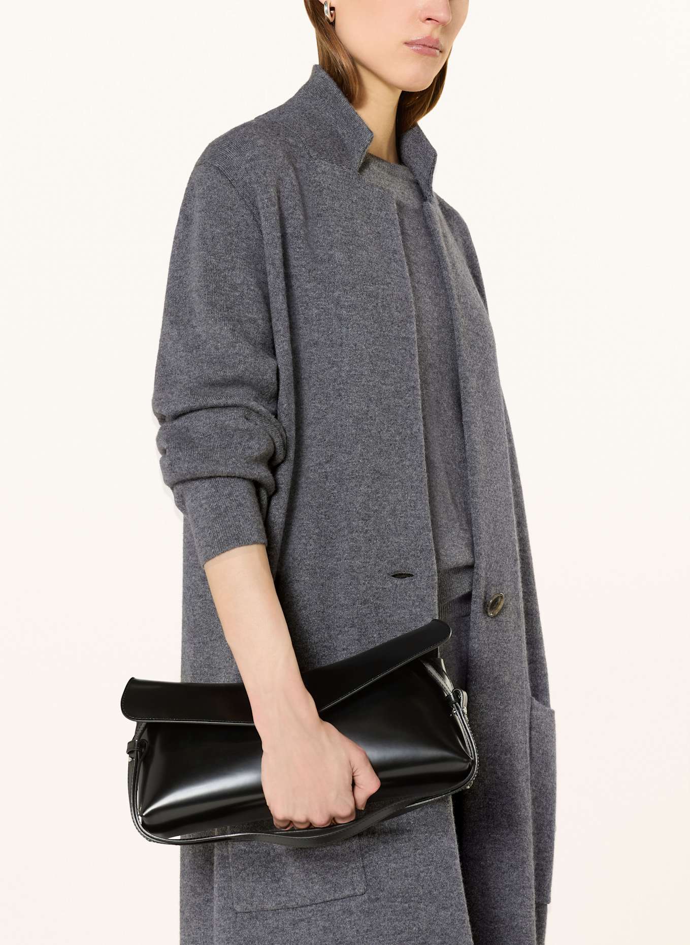 LISA YANG Strickmantel AMIE aus Cashmere: DUNKELGRAU
