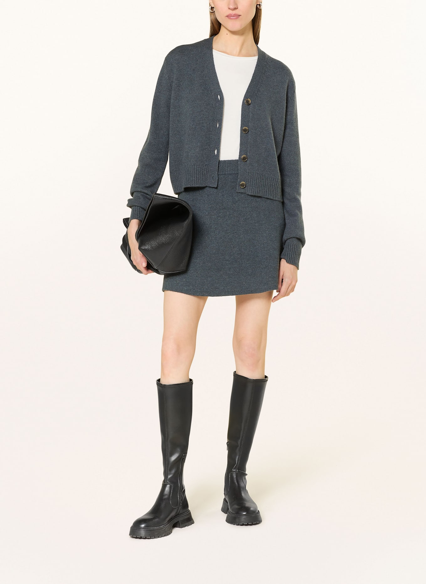 LISA YANG Strickrock CLARE aus Cashmere: DUNKELGRAU