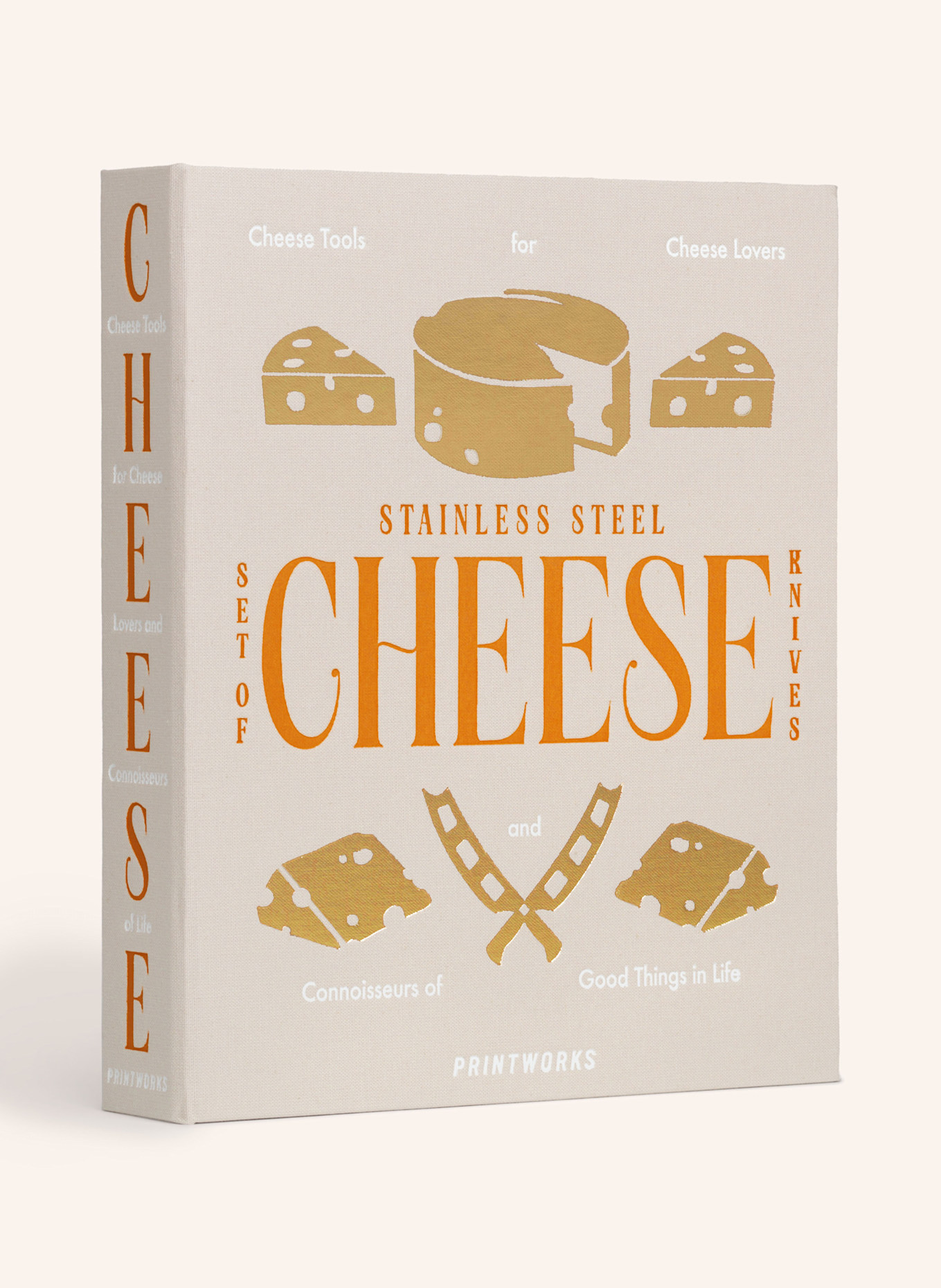 PRINTWORKS 3-tlg. Käsemesser-Set THE ESSENTIALS: CREME / ORANGE / SILBER