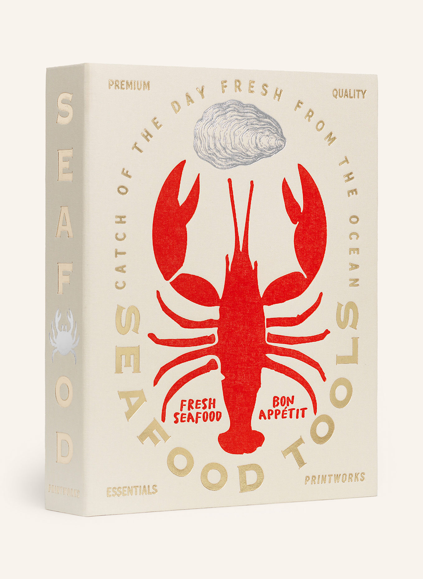 PRINTWORKS Meeresfrüchtebesteck-Set THE ESSENTIALS: BEIGE / ROT / SILBER