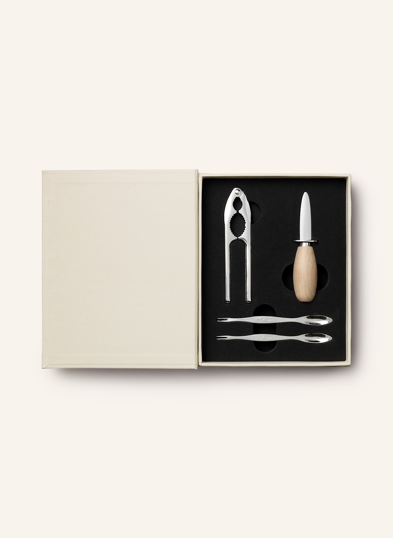 PRINTWORKS Meeresfrüchtebesteck-Set THE ESSENTIALS: BEIGE / ROT / SILBER