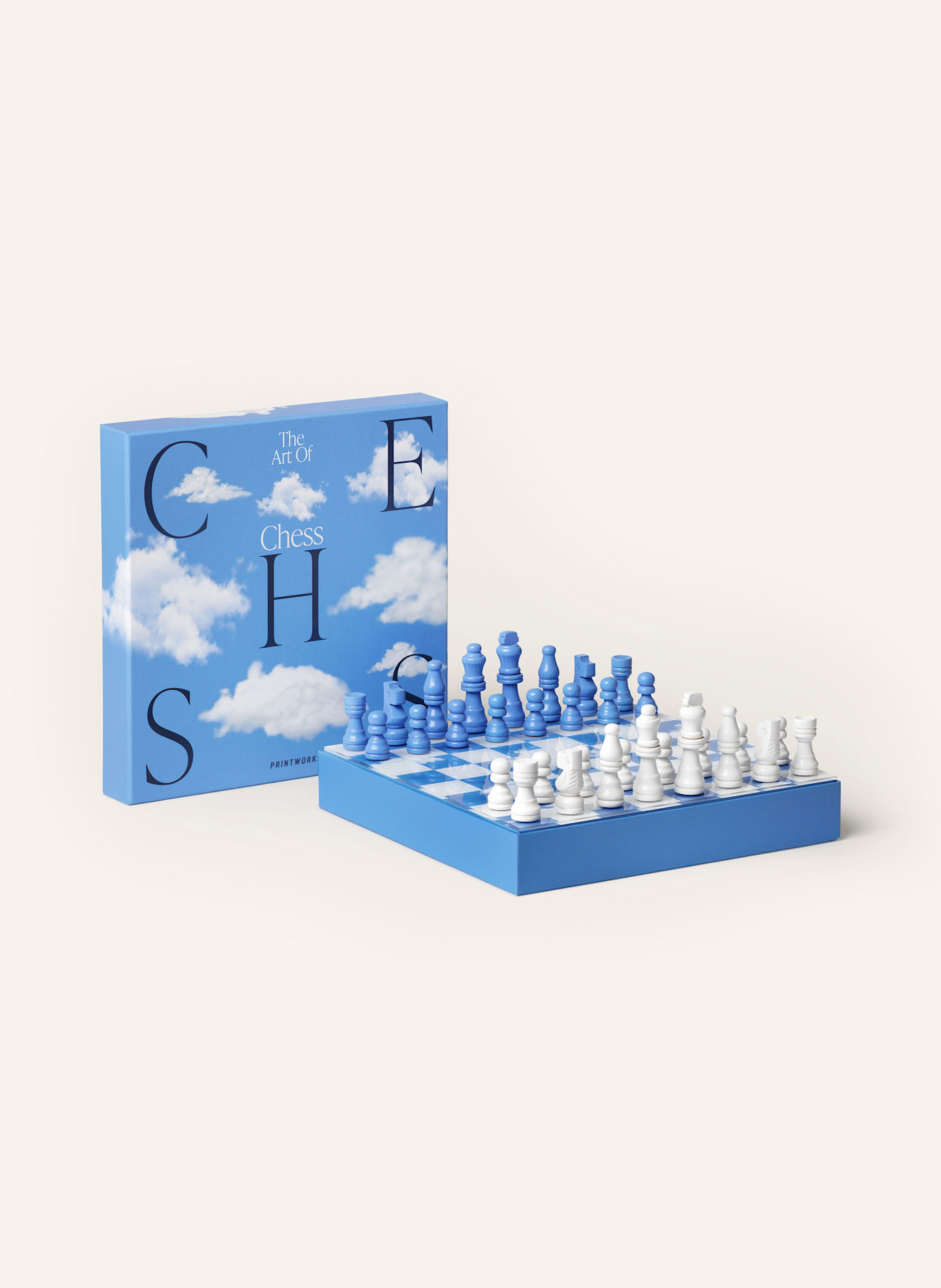 PRINTWORKS Schachspiel CHESS CLOUDS: BLAU / WEISS