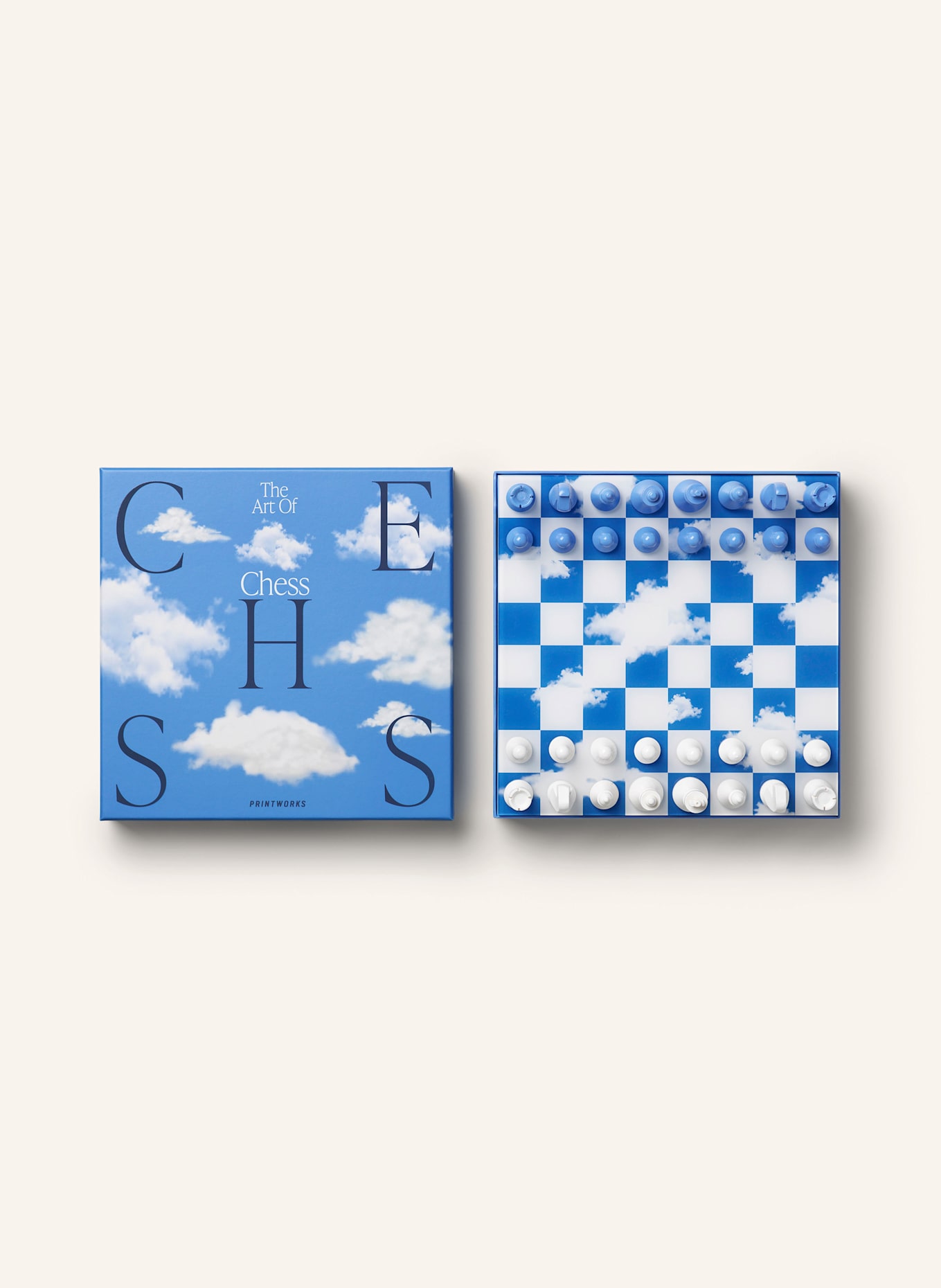 PRINTWORKS Schachspiel CHESS CLOUDS: BLAU / WEISS