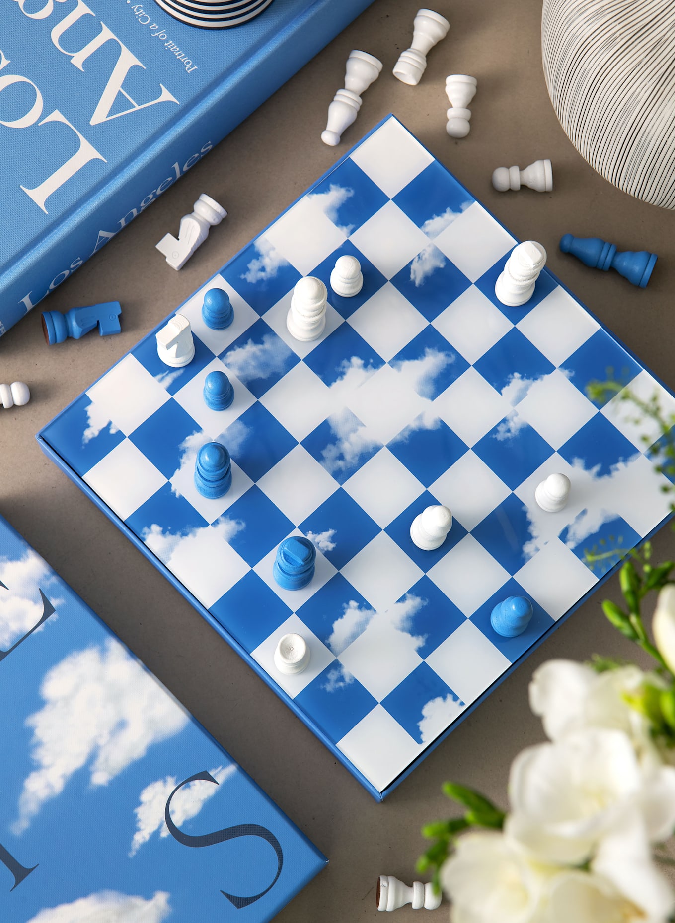 PRINTWORKS Schachspiel CHESS CLOUDS: BLAU / WEISS