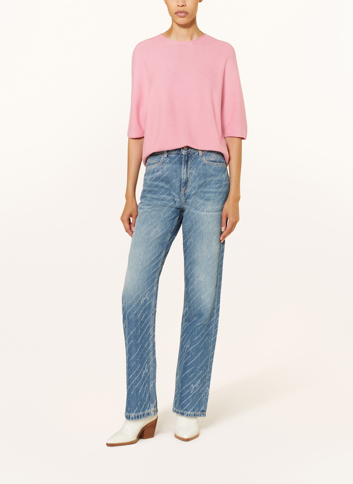 BOSS Pullover FLAMBERS mit 3/4-Arm: ROSA