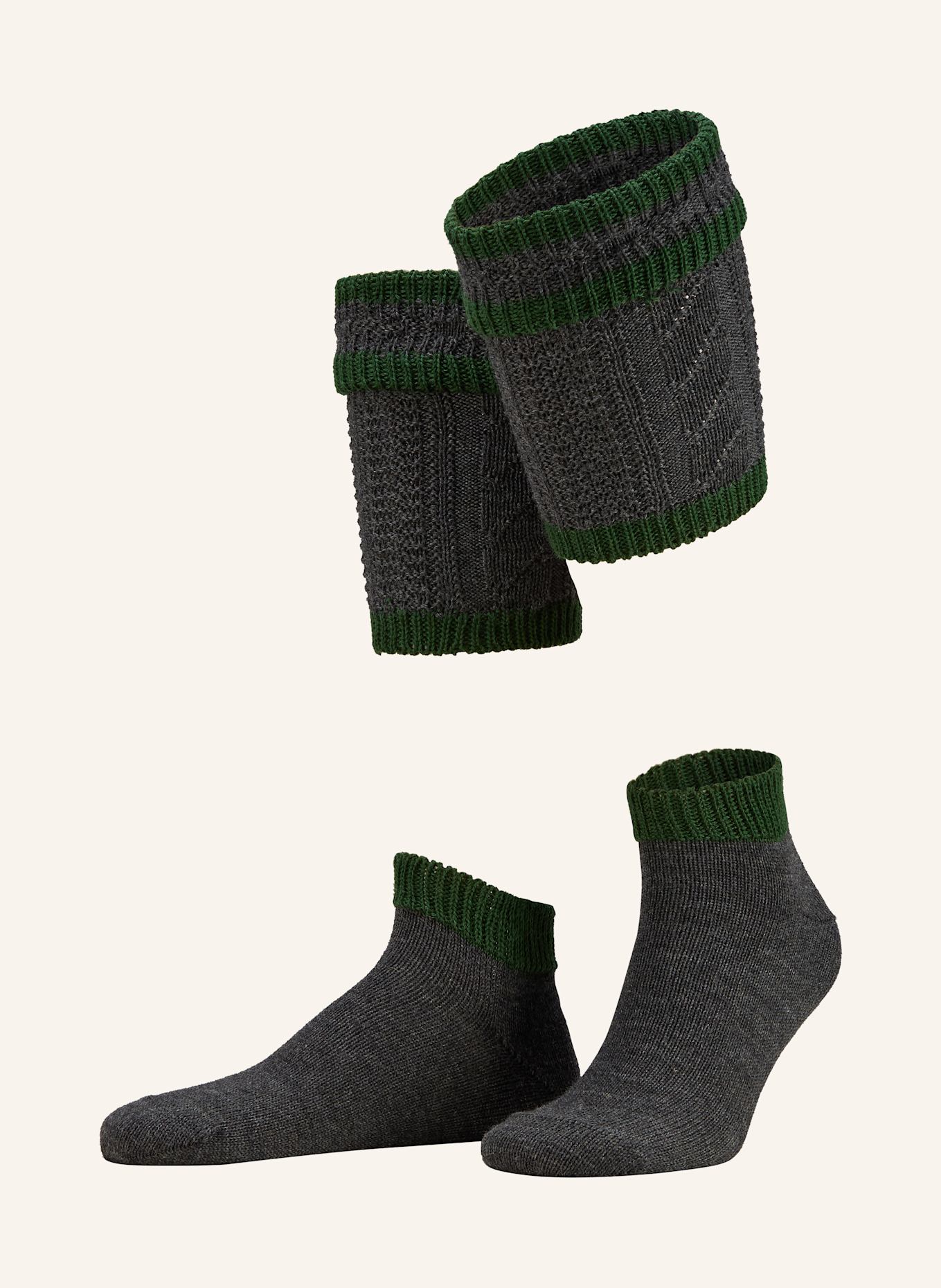 LUSANA Loferl aus Merinowolle: DUNKELGRAU / GRÜN