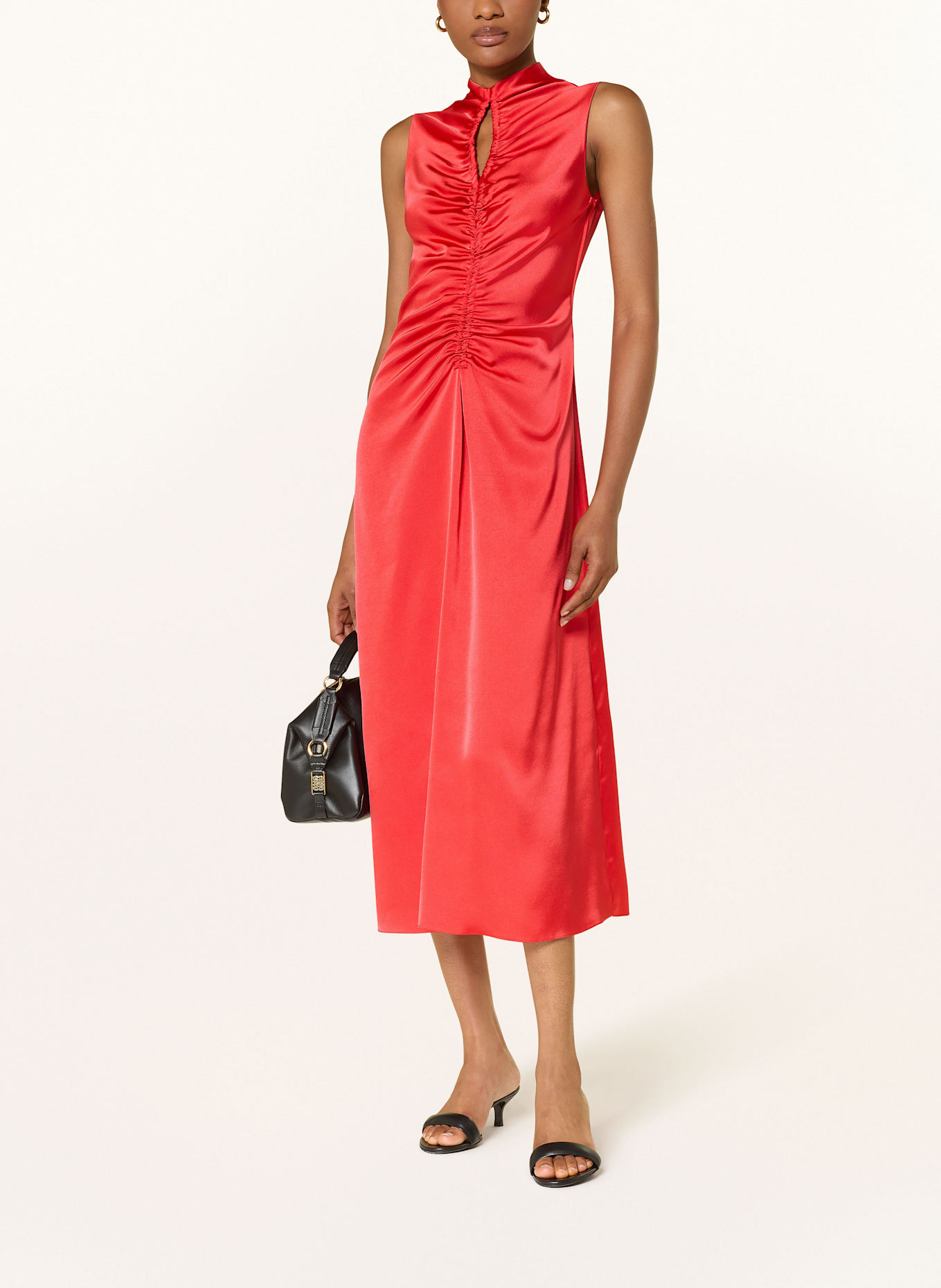 SANDRO Satinkleid mit Cut-out: ROT