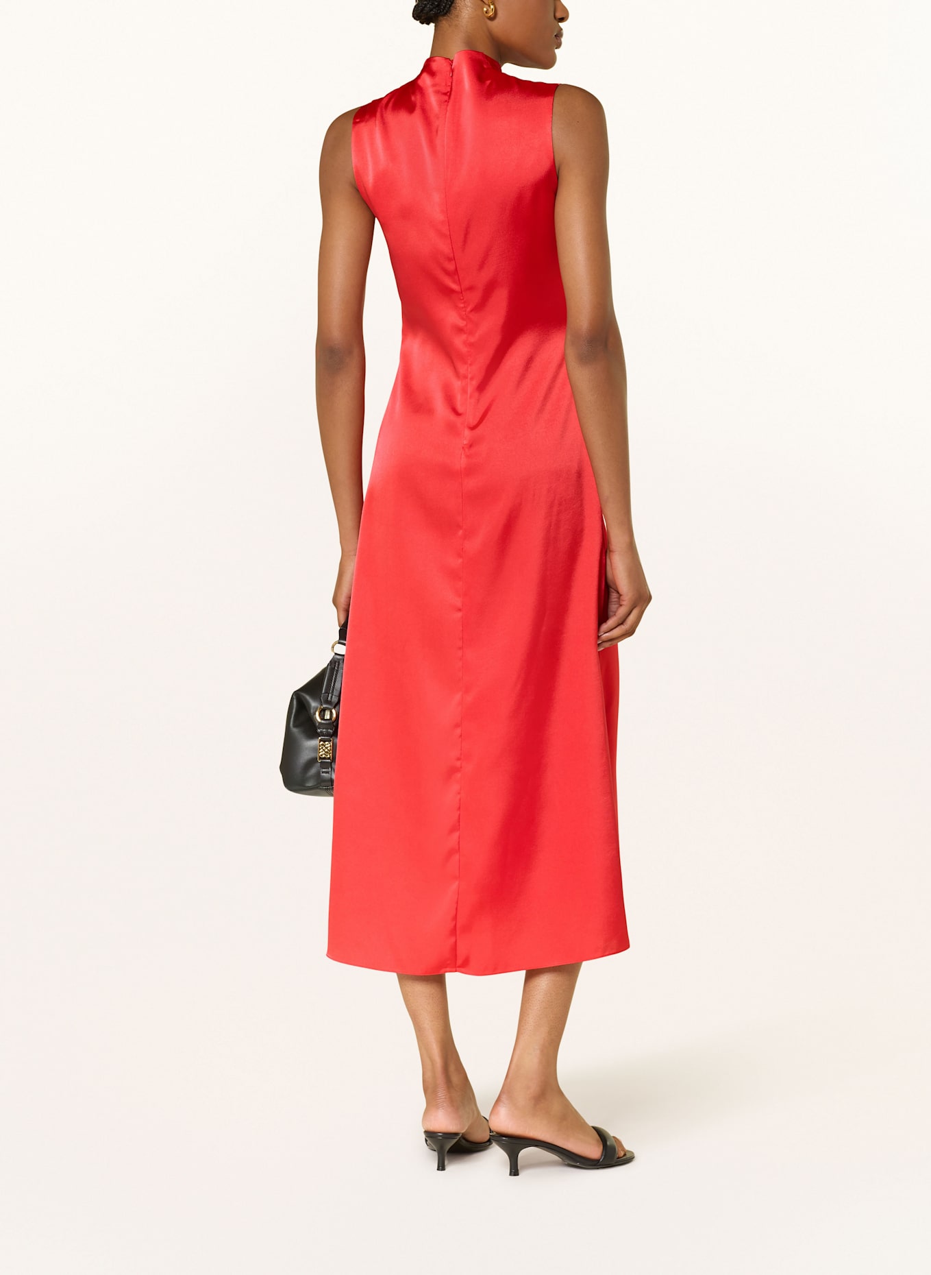 SANDRO Satinkleid mit Cut-out: ROT