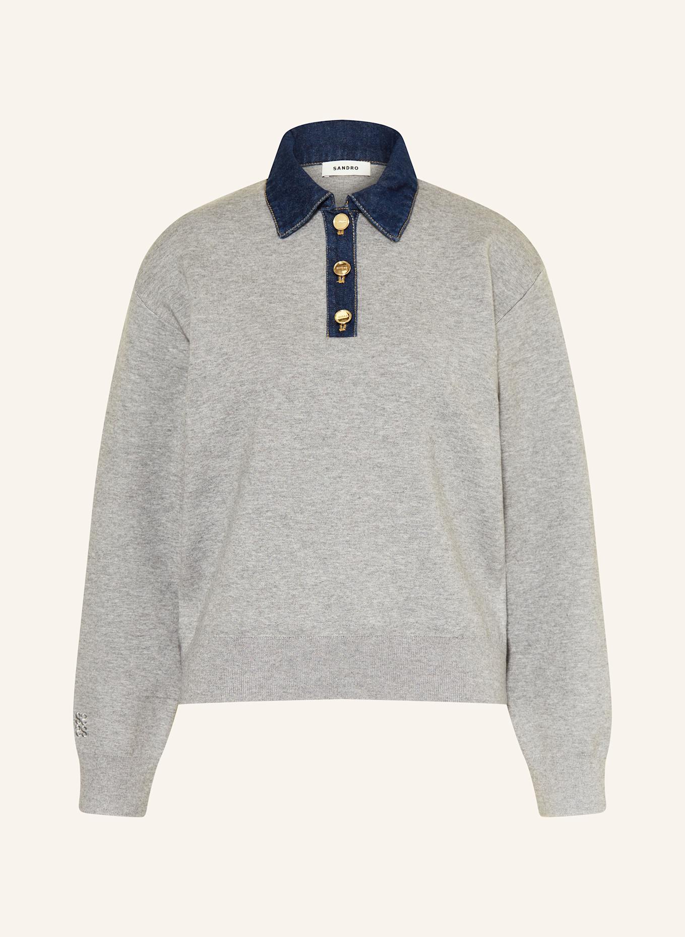 SANDRO Pullover im Materialmix: GRAU / BLAU
