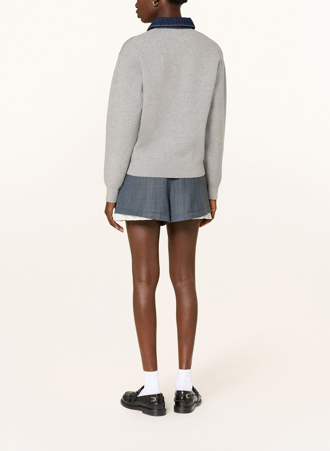 SANDRO Pullover im Materialmix: GRAU / BLAU