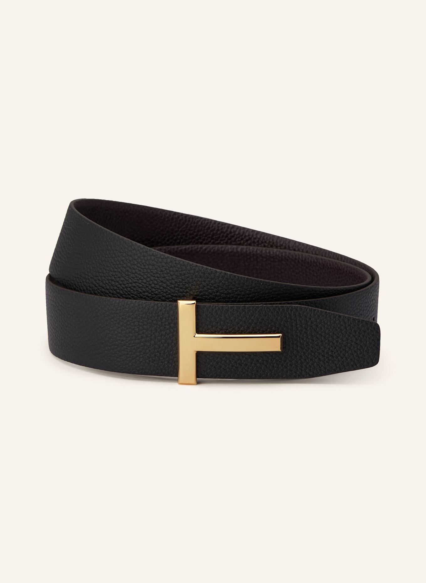 TOM FORD Ledergürtel zum Wenden: DUNKELBRAUN/ GOLD
