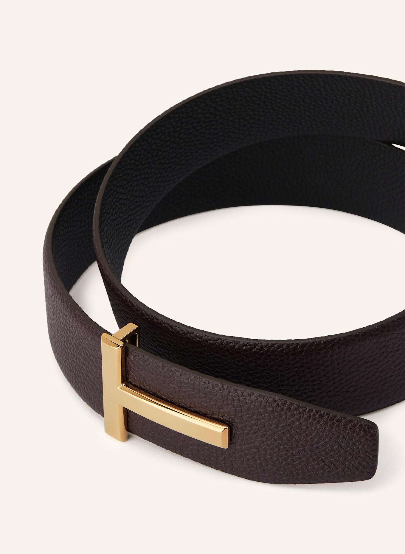 TOM FORD Ledergürtel zum Wenden: DUNKELBRAUN/ GOLD