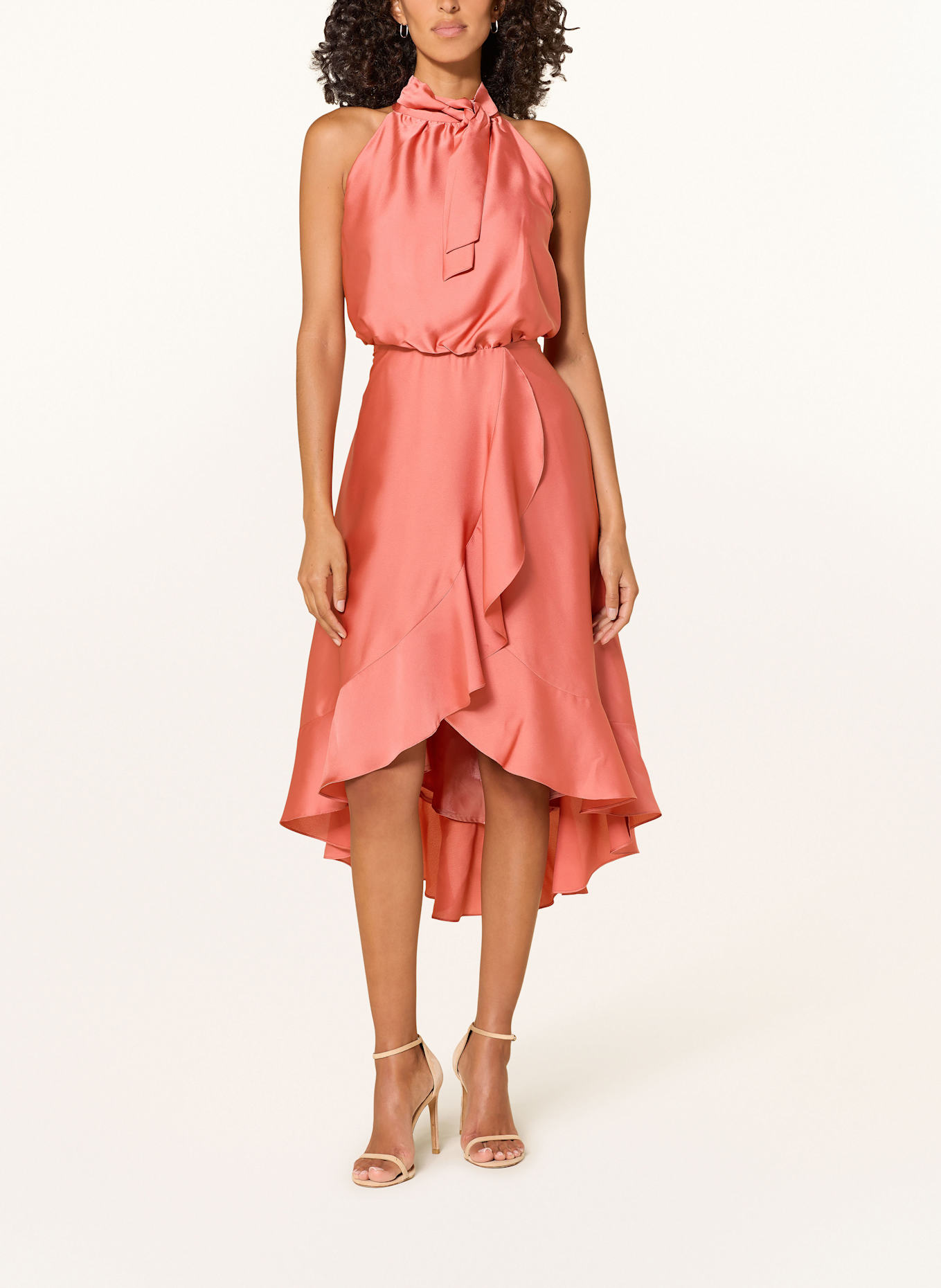 SWING Cocktailkleid aus Satin mit Volants: LACHS