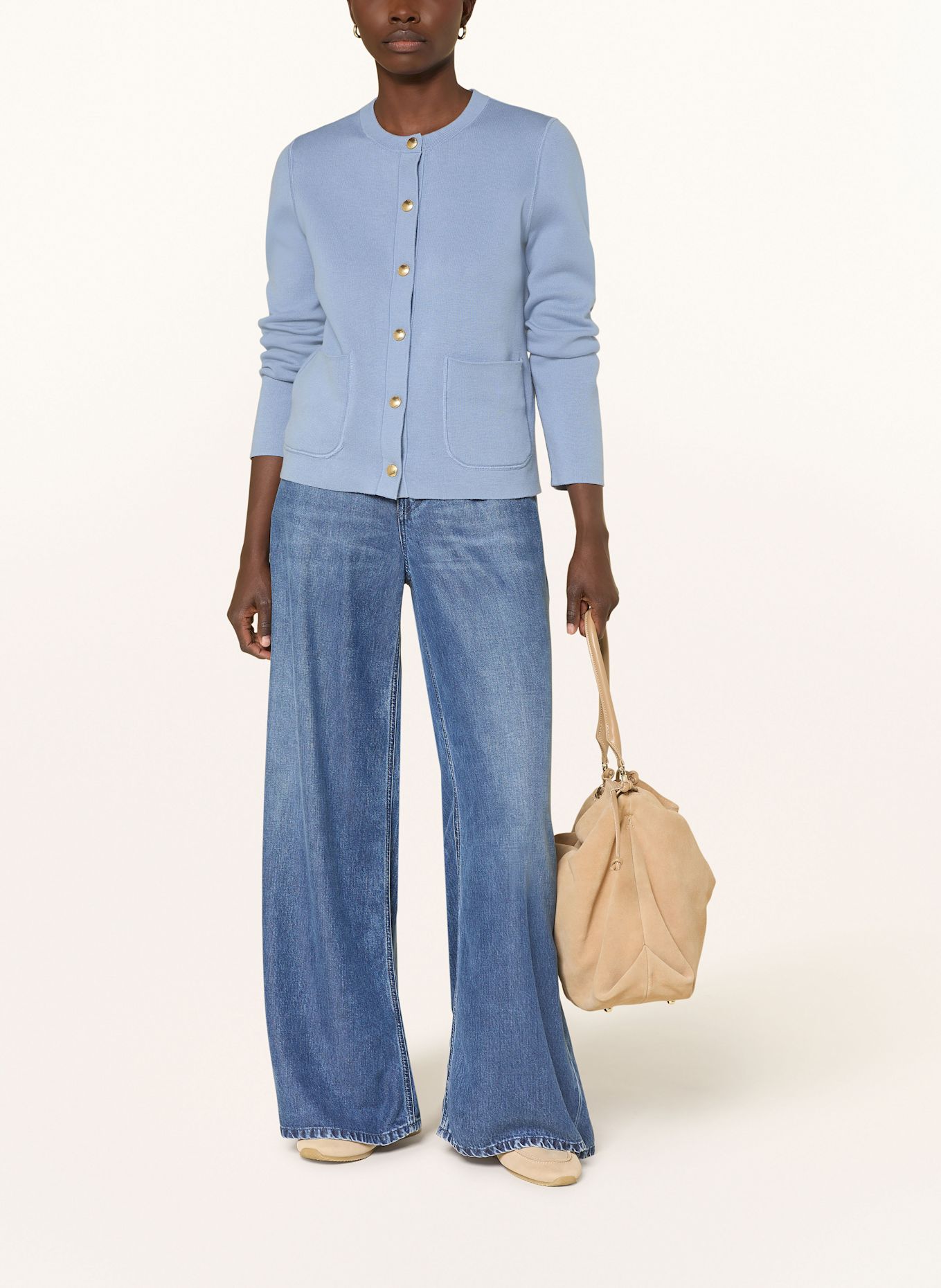 TOMMY HILFIGER Strickjacke zum Wenden: BLAUGRAU / WEISS