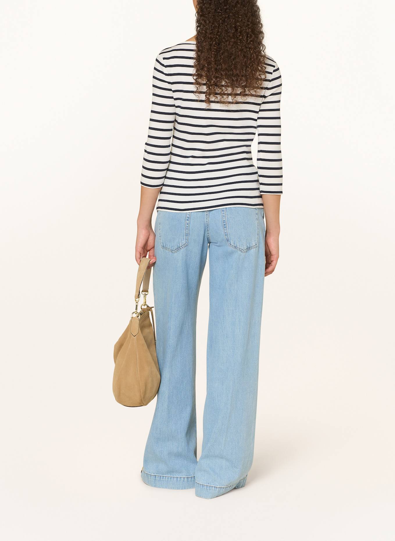 TOMMY HILFIGER Shirt mit 3/4-Arm: WEISS / DUNKELBLAU