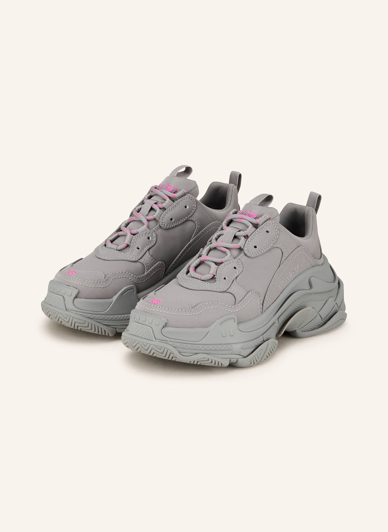BALENCIAGA Sneaker TRIPLE S: GRAU/ ROSA
