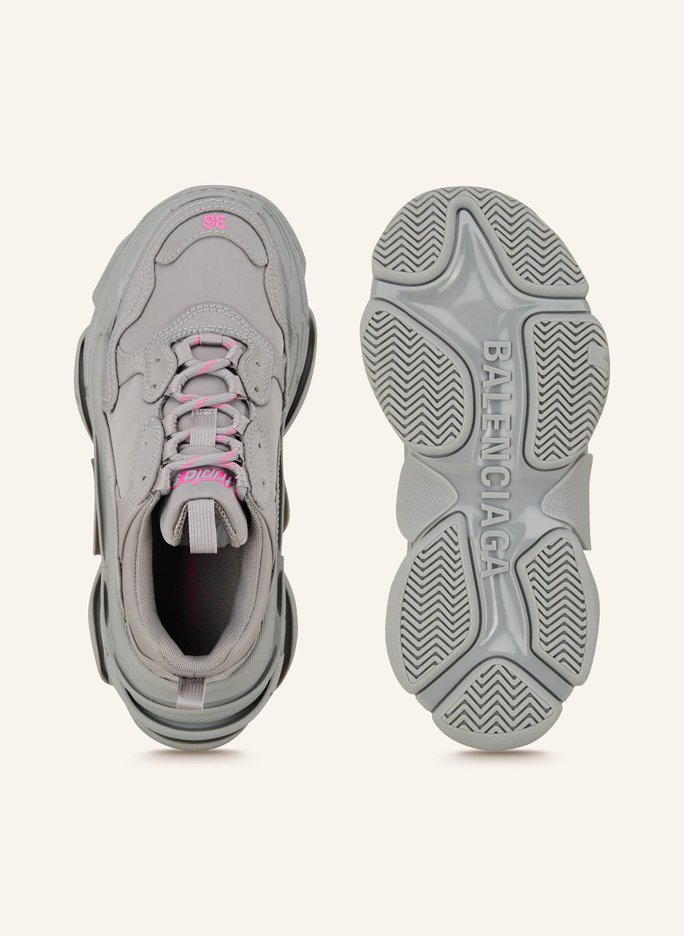 BALENCIAGA Sneaker TRIPLE S: GRAU/ ROSA