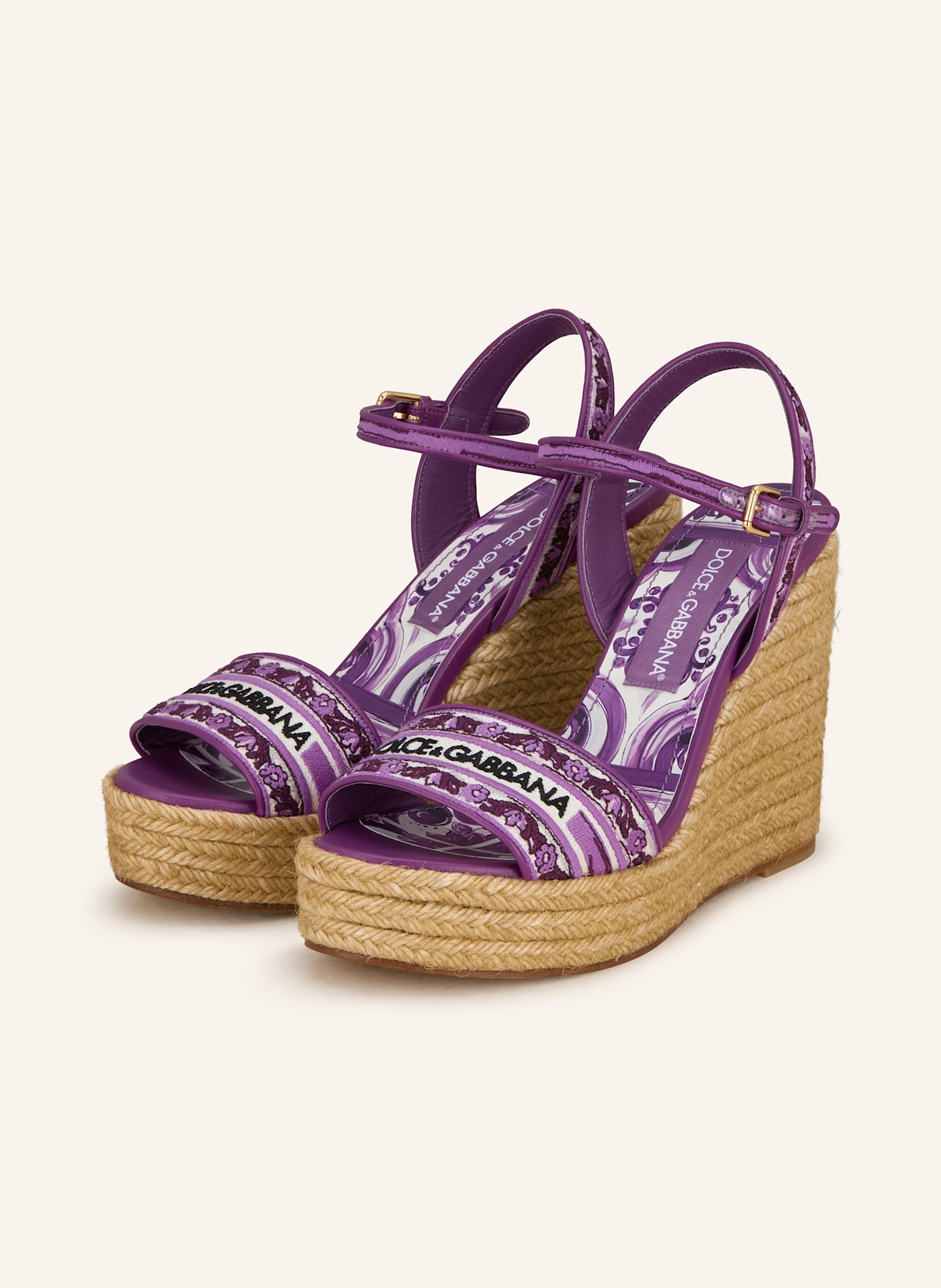 DOLCE & GABBANA Wedges RICAMO: LILA/ WEISS