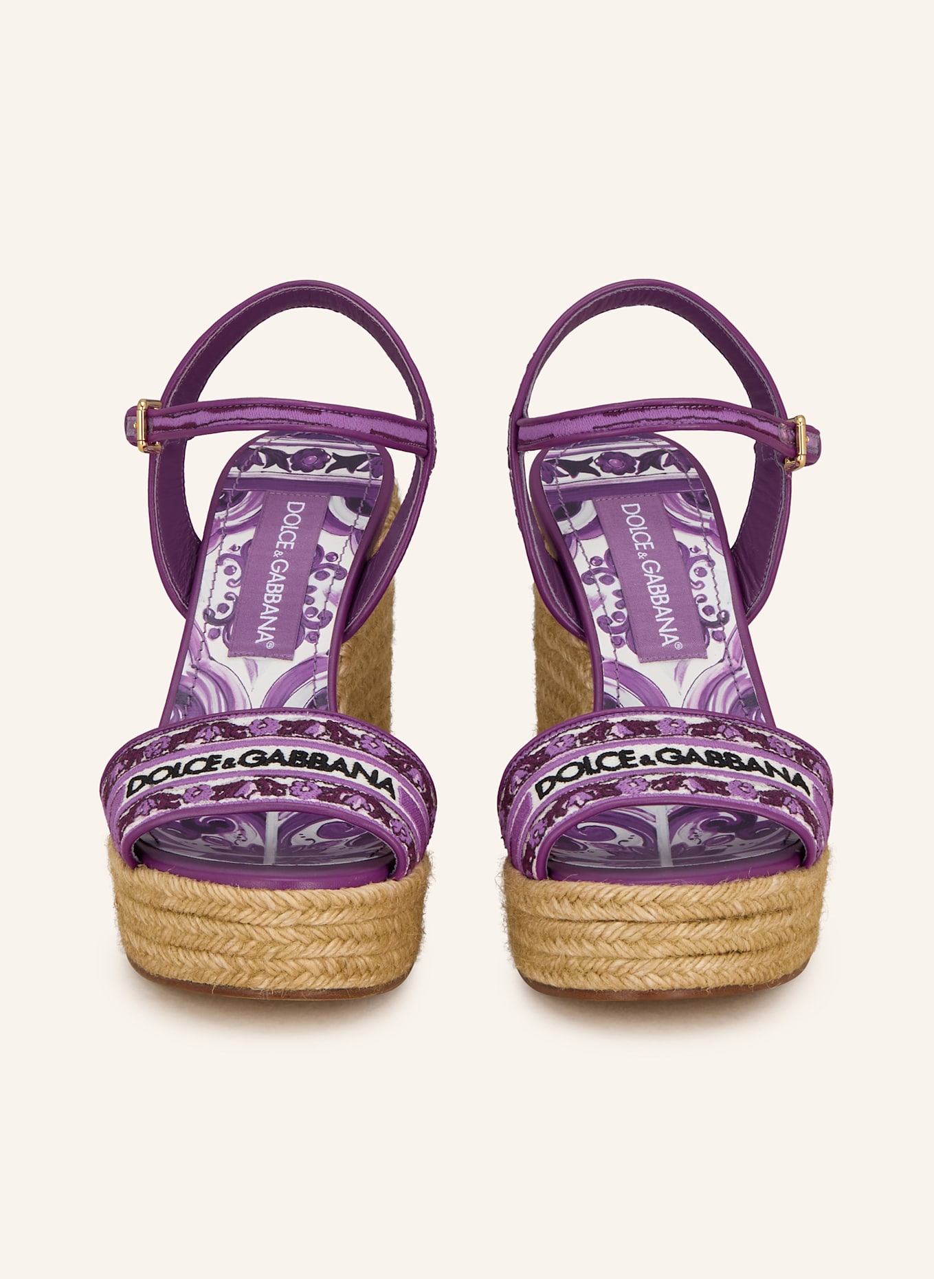 DOLCE & GABBANA Wedges RICAMO: LILA/ WEISS