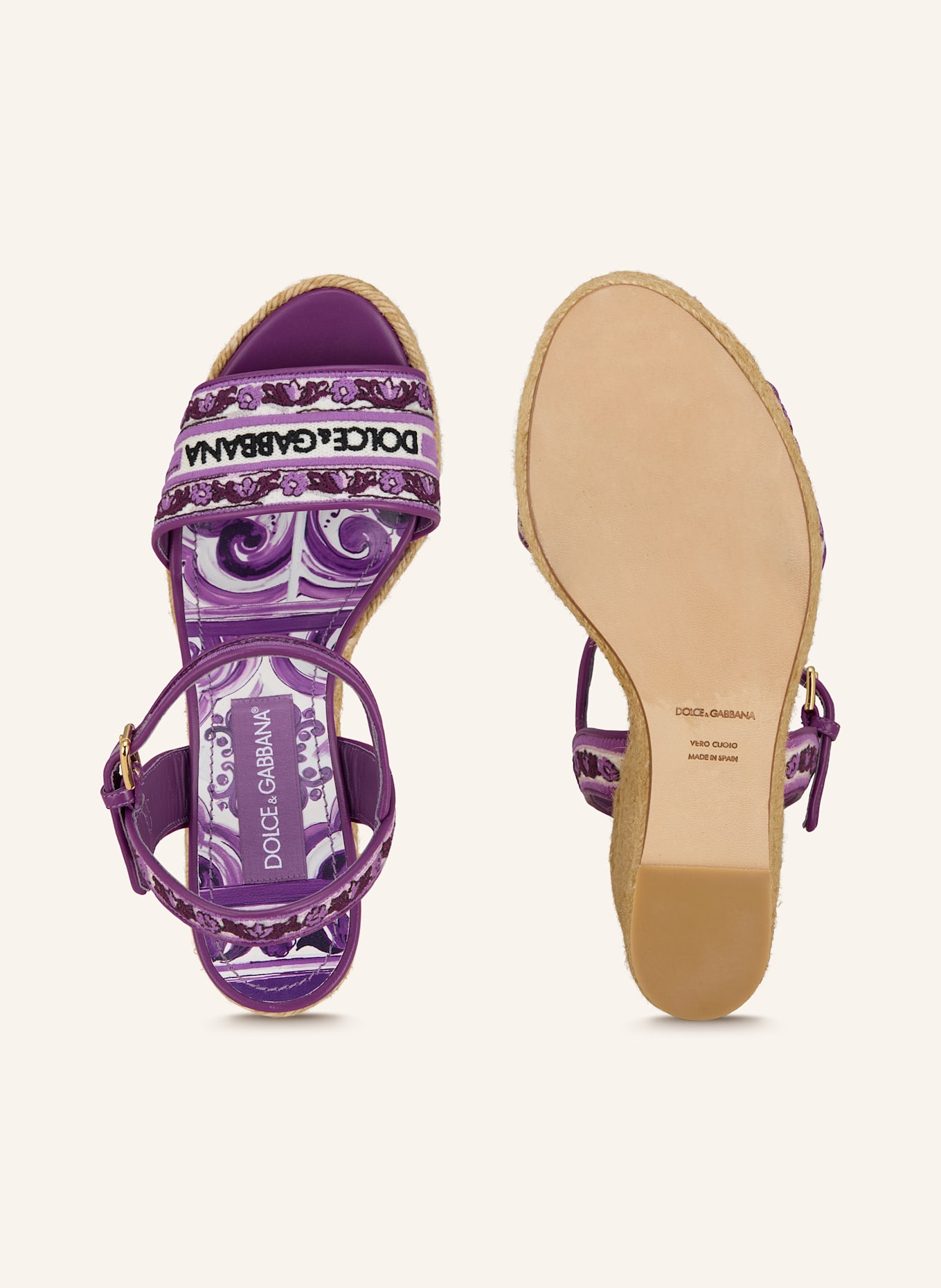DOLCE & GABBANA Wedges RICAMO: LILA/ WEISS