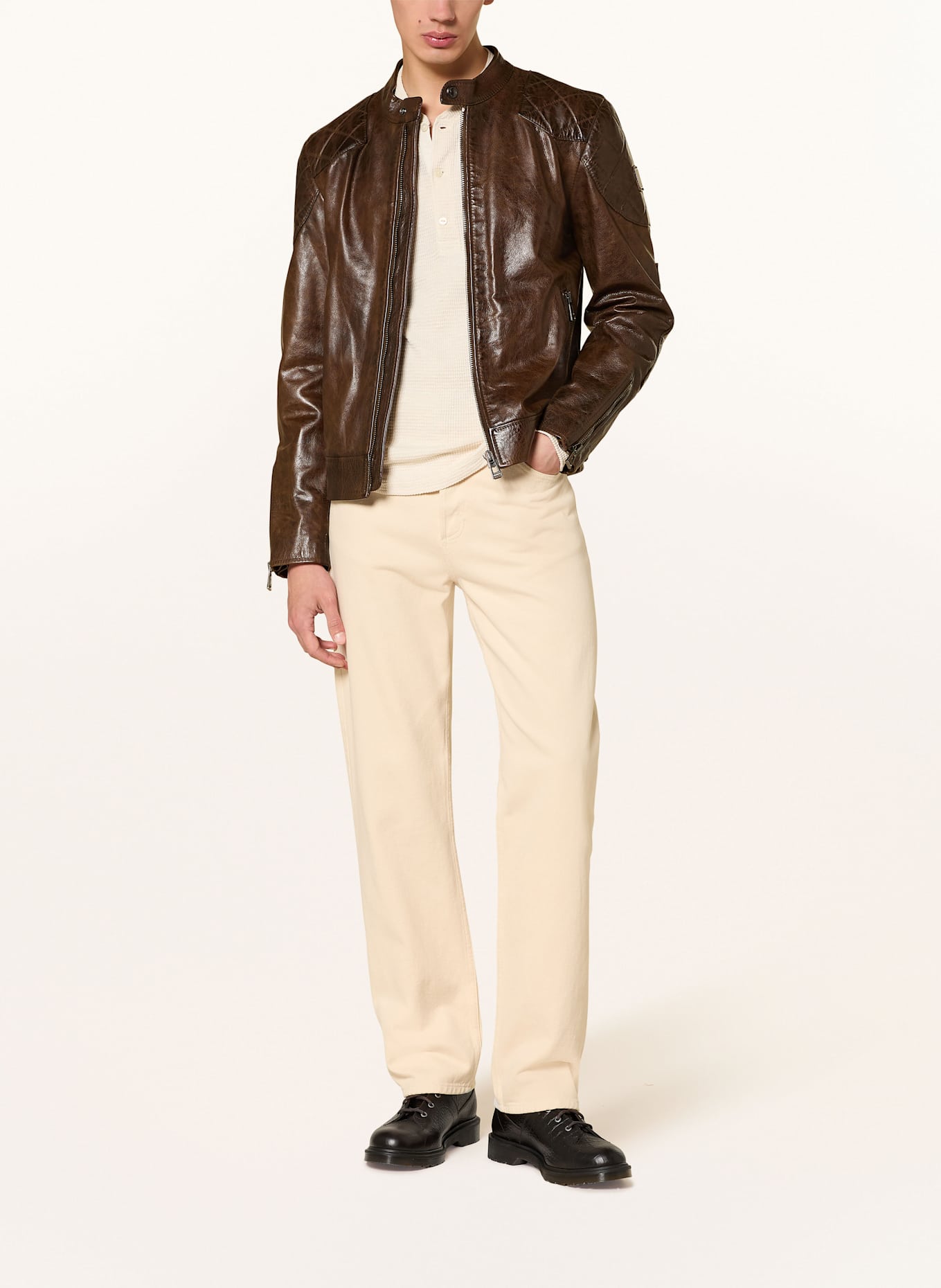 BELSTAFF Lederjacke OUTLAW: DUNKELBRAUN