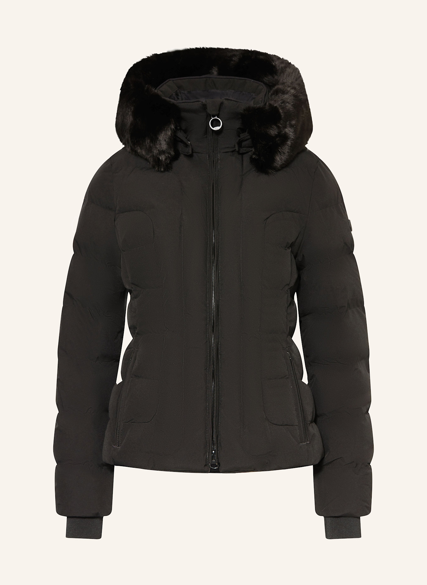 WELLENSTEYN Steppjacke BELVITESSE SHORT mit abnehmbarem Kunstpelz: SCHWARZ