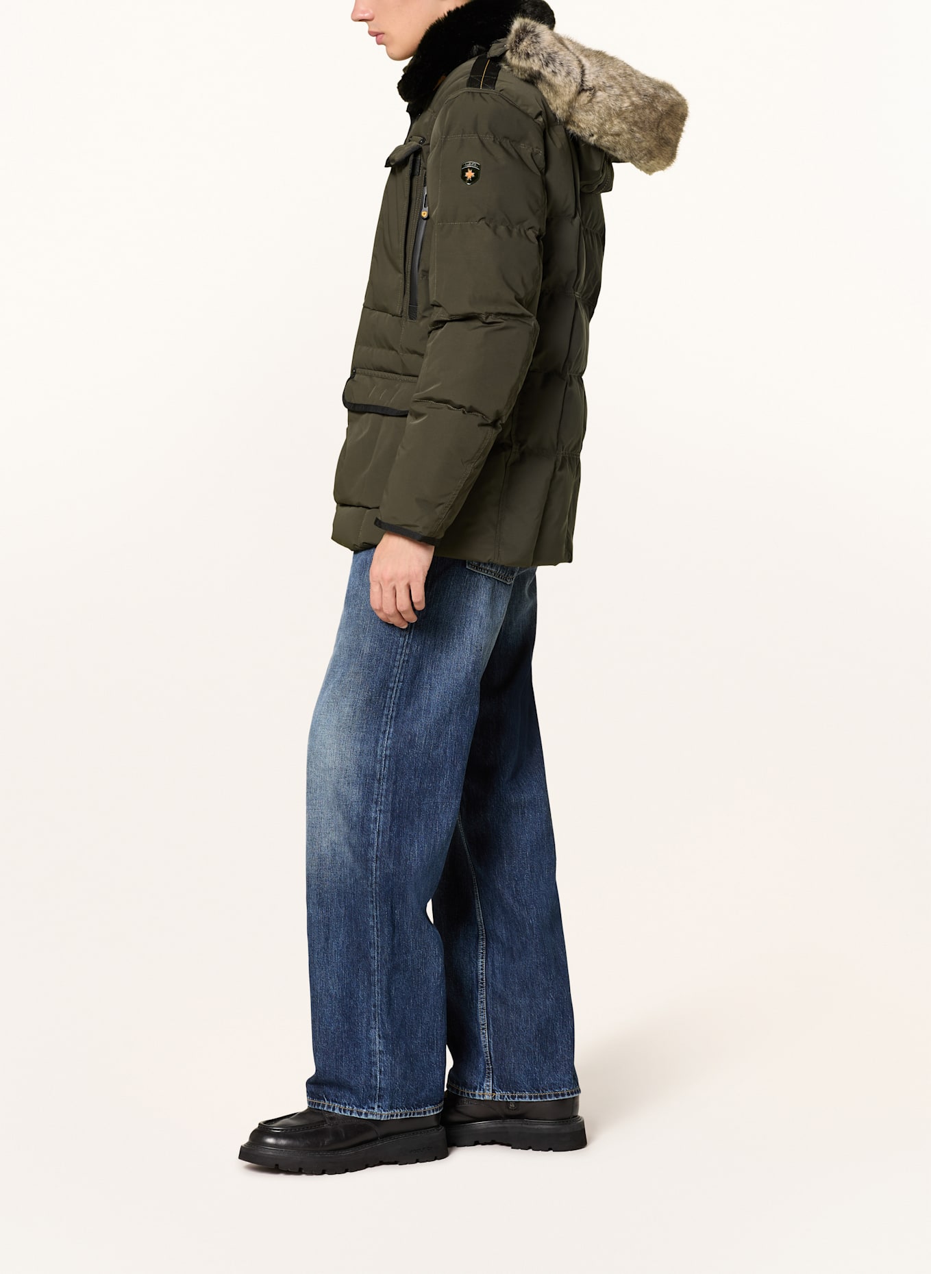 WELLENSTEYN Steppjacke MARVELLOUS mit Kunstpelz und SORONA® AURA-Isolierung: KHAKI/ NEONORANGE/ SCHWARZ