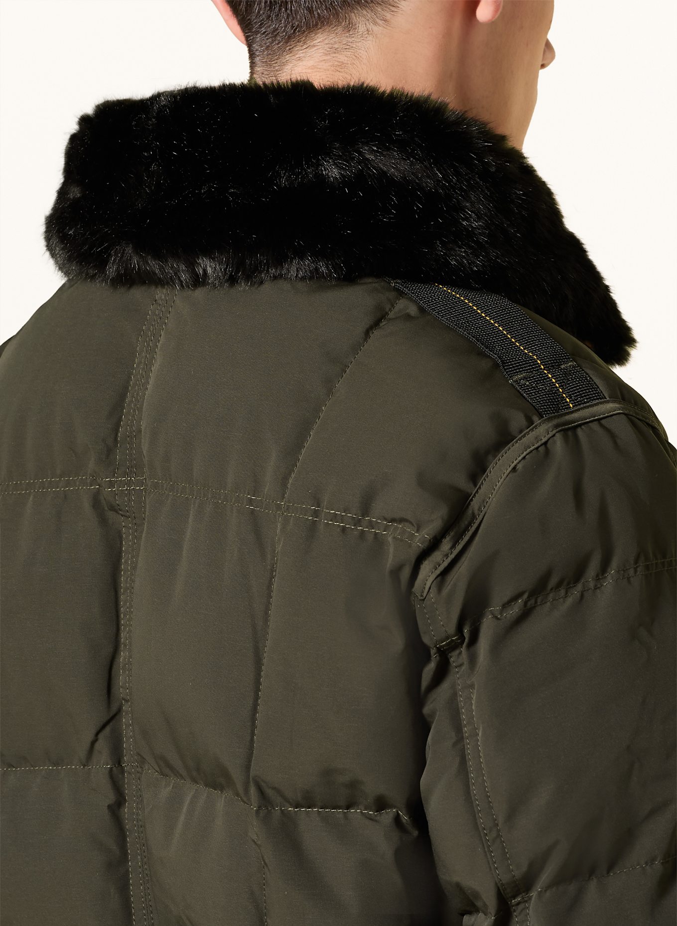 WELLENSTEYN Steppjacke MARVELLOUS mit Kunstpelz und SORONA® AURA-Isolierung: KHAKI/ NEONORANGE/ SCHWARZ