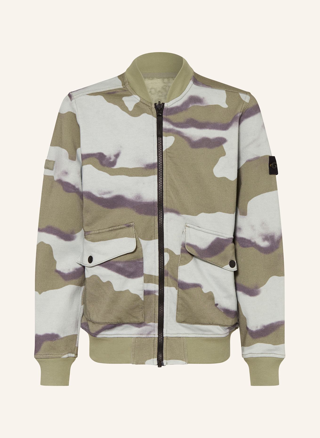 STONE ISLAND JUNIOR Oboustranná mikinová bunda: KHAKI / MÁTOVÁ / ČERNOŠEDÁ