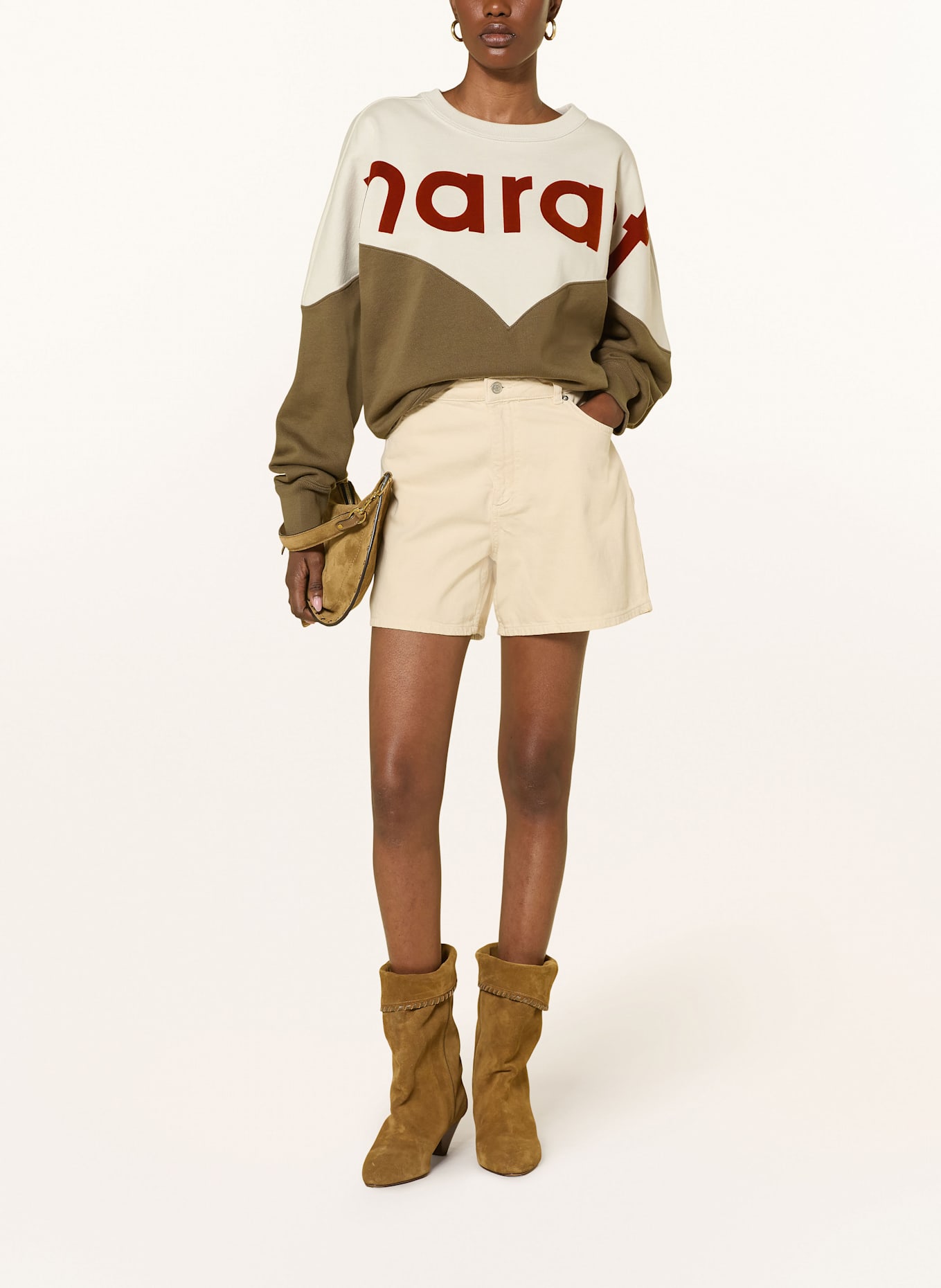 MARANT ÉTOILE Sweatshirt HOUSTON: KHAKI / ECRU / DUNKELORANGE